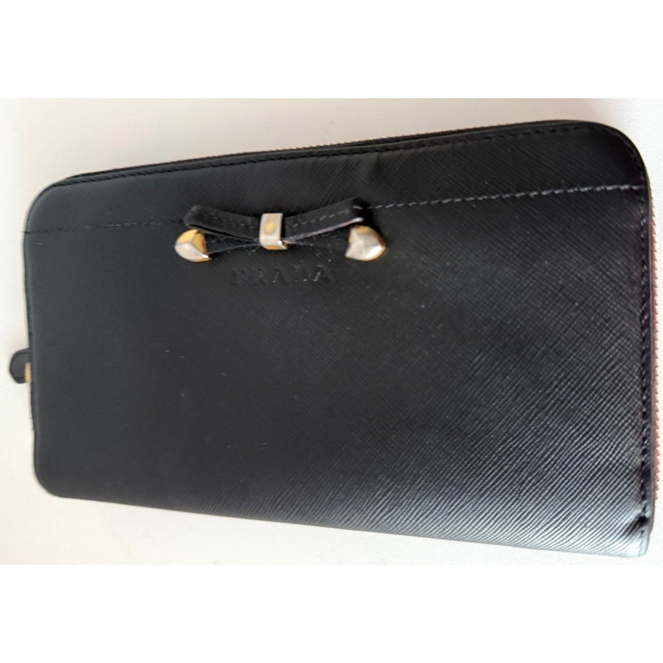 Prada Prada Black Leather With Ribbon Bow Continental Wallet COA Size ONE SIZE - 3 Thumbnail