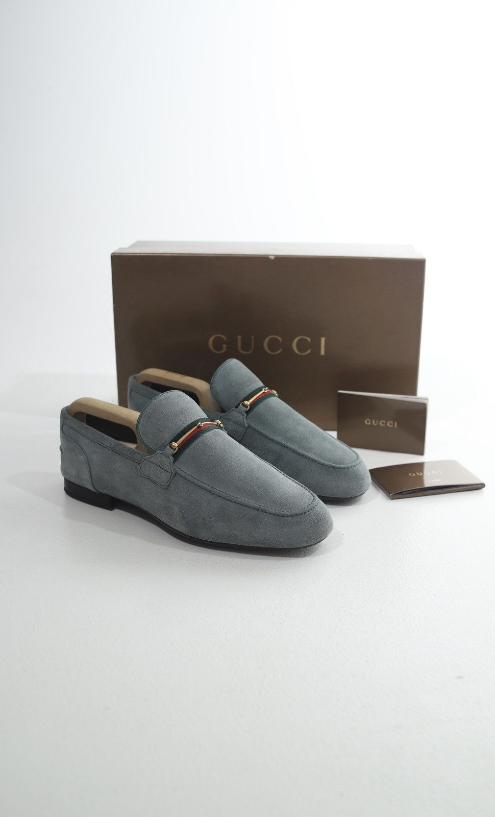 Gucci GUCCI Loafers Suede Slip Ons Shoes HORSEBIT Web Stripe Blue Size US 9.5 / EU 42-43 - 1 Thumbnail