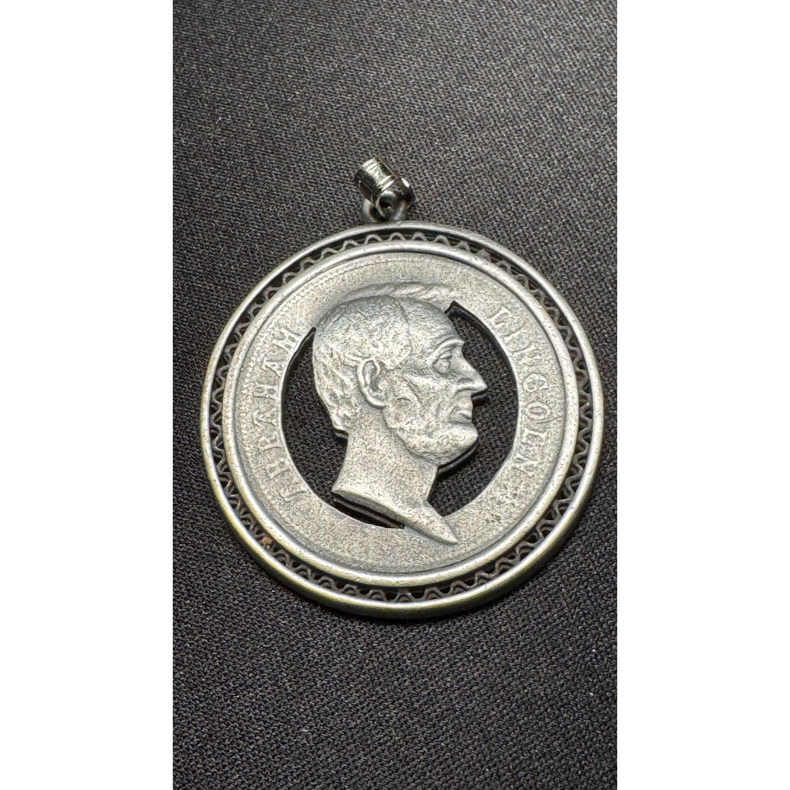 Other Abraham Lincoln Commemorate Pendant Cut Out Metal Coin Size ONE SIZE - 2 Thumbnail