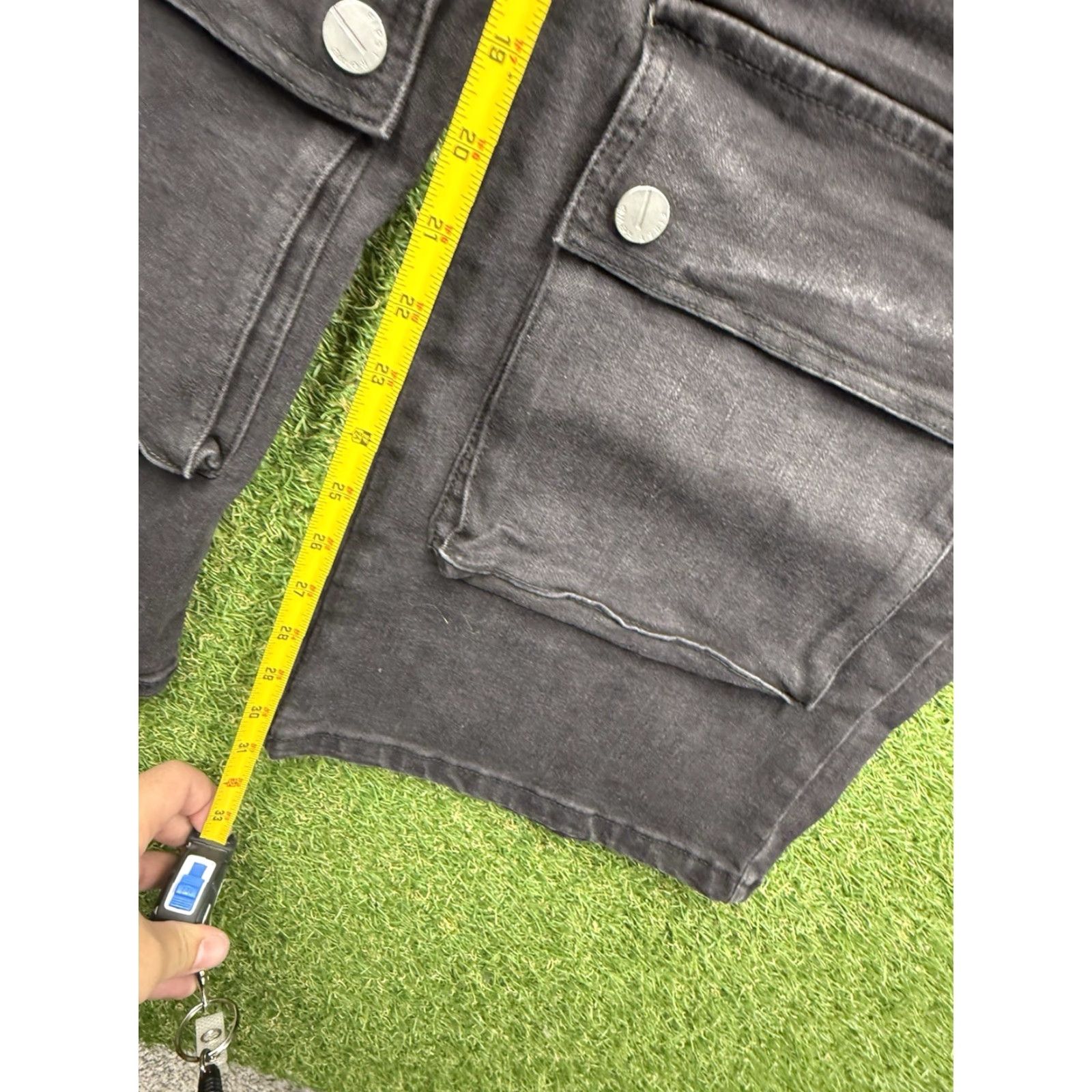 Vintage First Row Pants Mens 30 Black Denim Cargo Wide Leg Baggy Y2K 90s Pockets Size US 30 / EU 46 - 6 Thumbnail