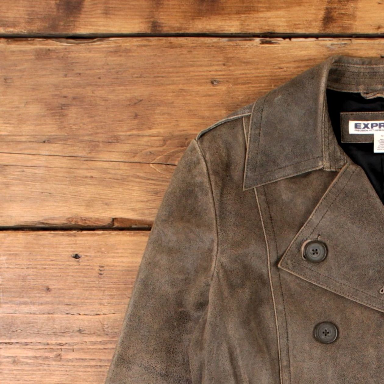 Express VINTAGE Express Y2K Leather Jacket Womens 12 Brown Distressed Lined Casual Jacket Size XL / US 12-14 / IT 48-50 - 5 Thumbnail