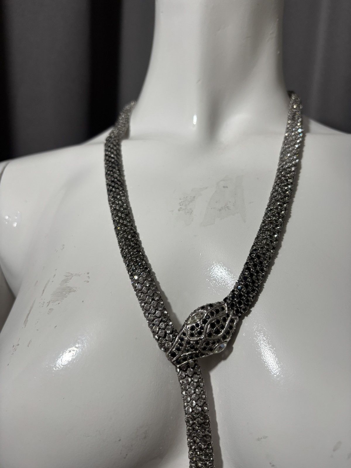 Valentino Valentino Snake Swarovski Crystal Silver Necklace Belt Size ONE SIZE - 3 Thumbnail