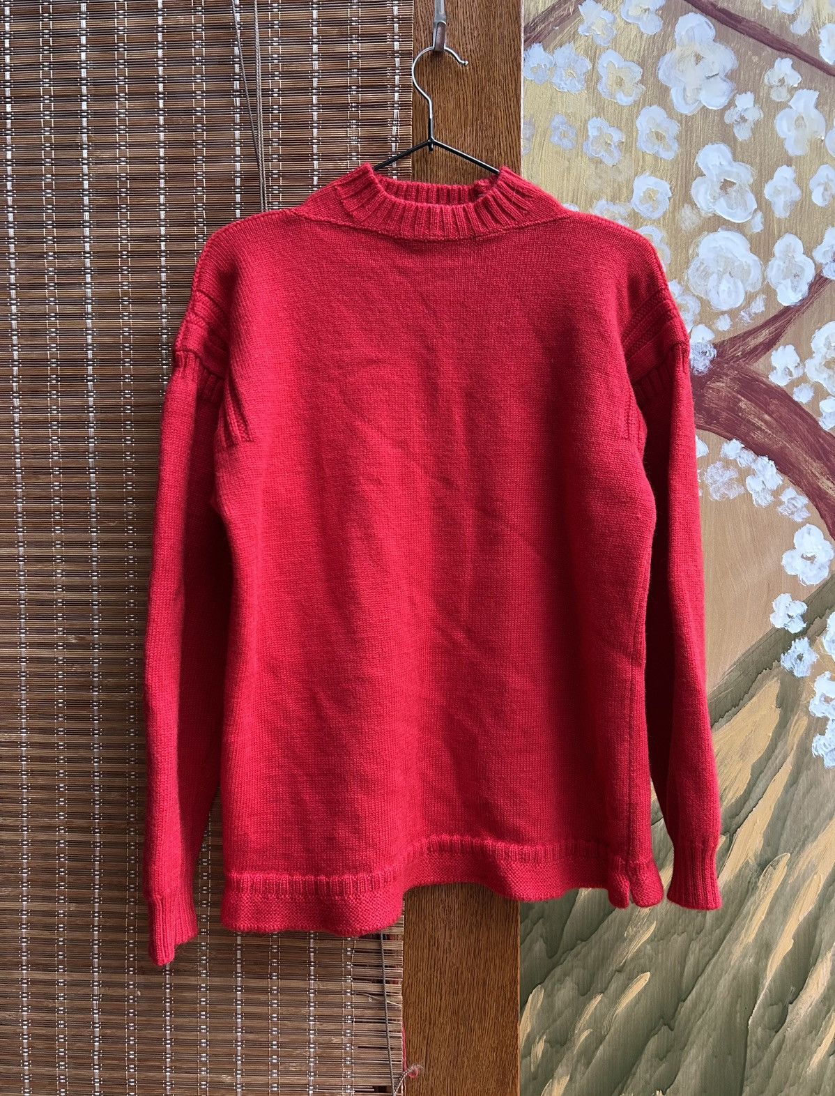 Vintage Traditional Guernsey Wool Fisherman Red Jumper