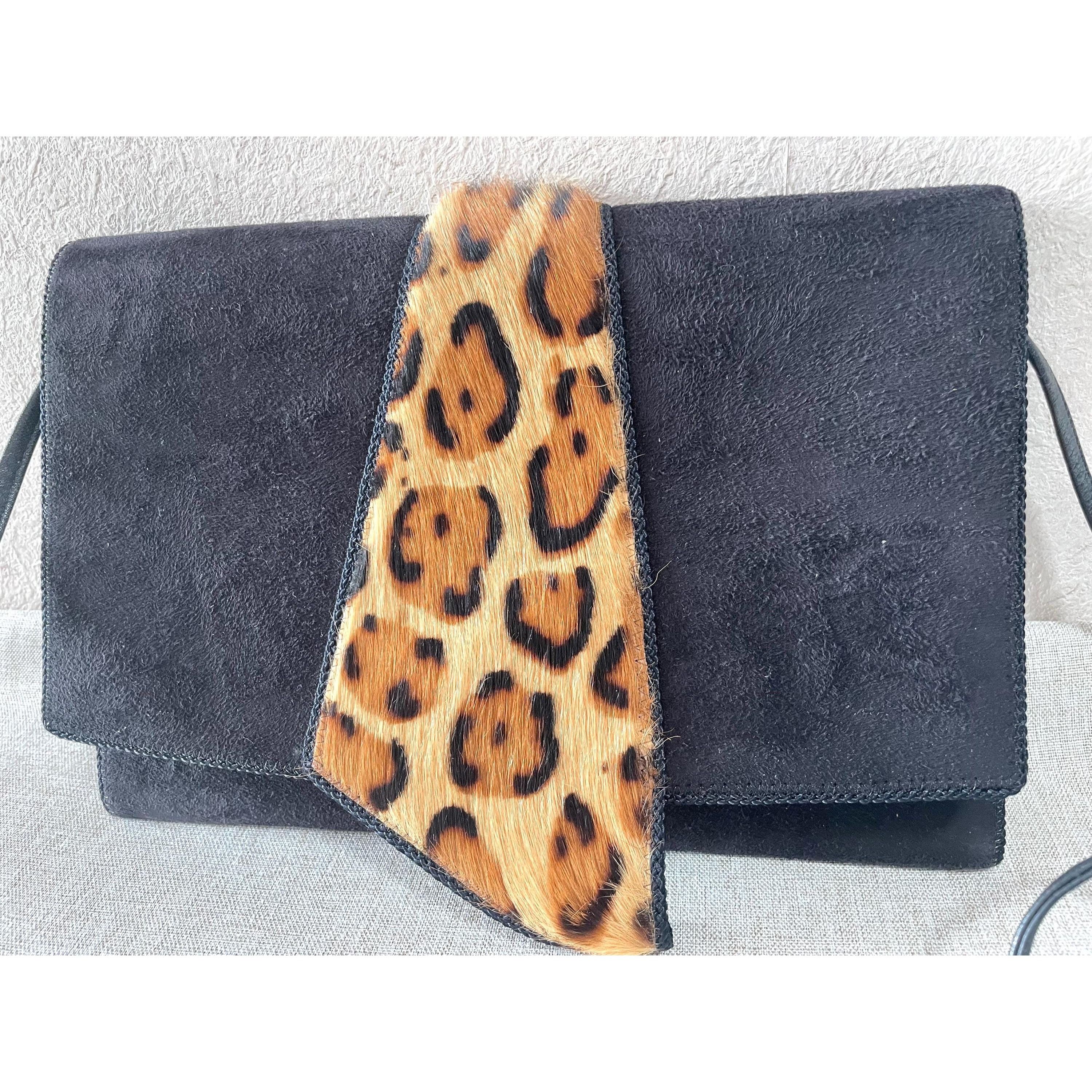 Bally Vintage Bally black suede leather shoulder bag with leopard Size ONE SIZE - 3 Thumbnail