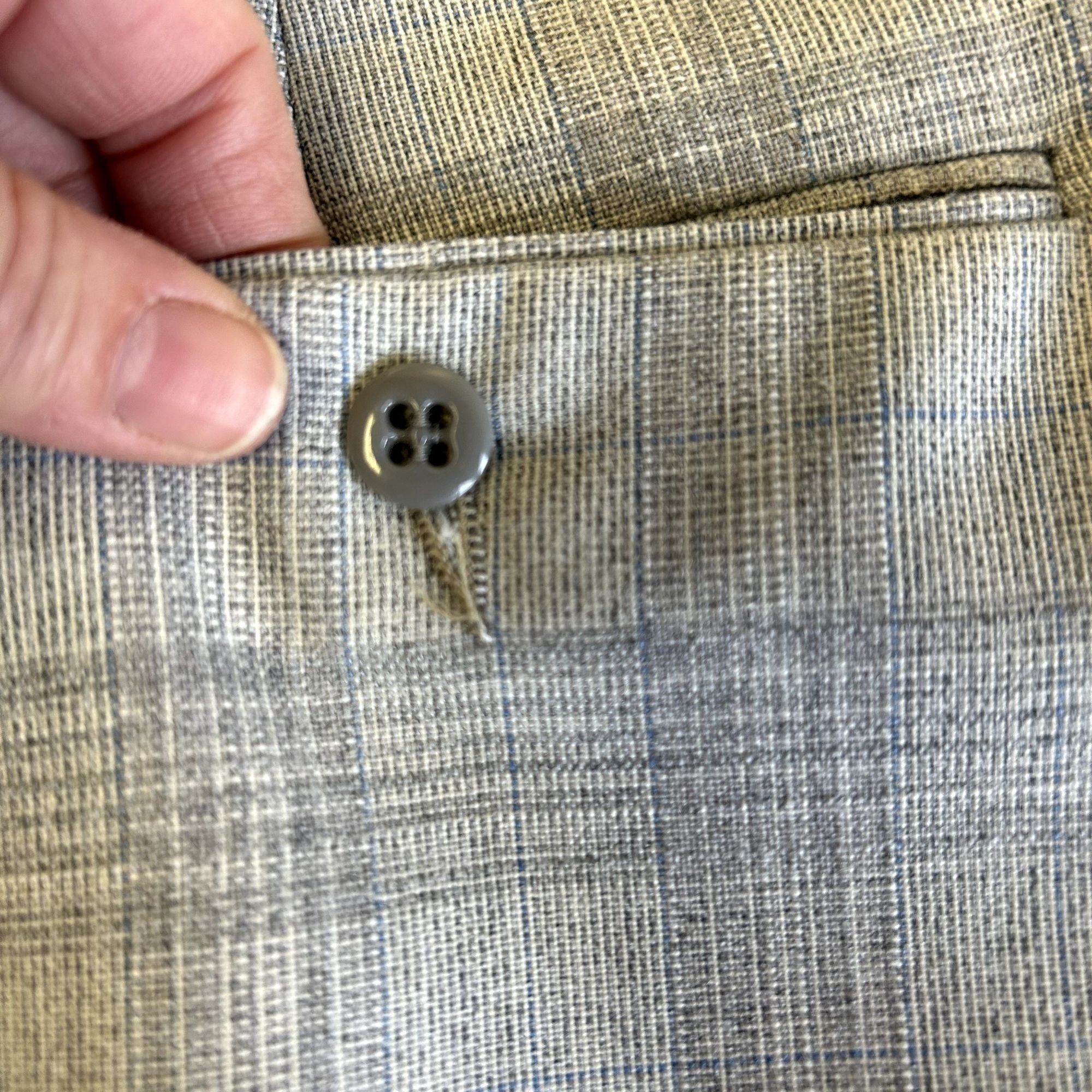 70's House of Pimlico MOD Gray Blue OVERCHECK Wool Suit 42 L