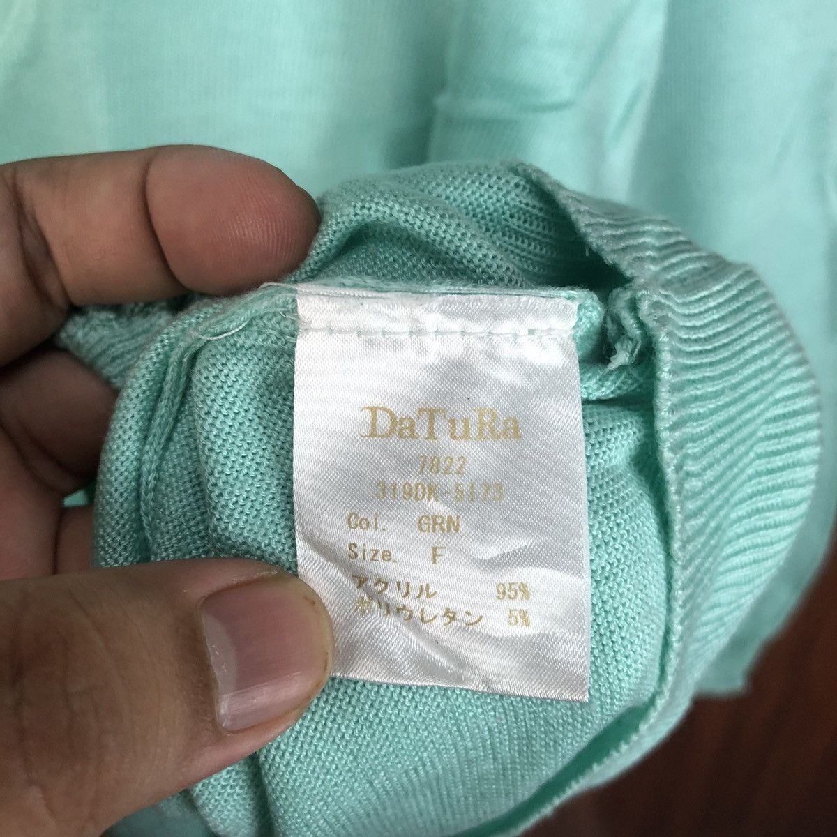 Japanese Brand Datura vintage crochet knitwear Green Cardigan #7489 Size XL / US 12-14 / IT 48-50 - 10 Thumbnail