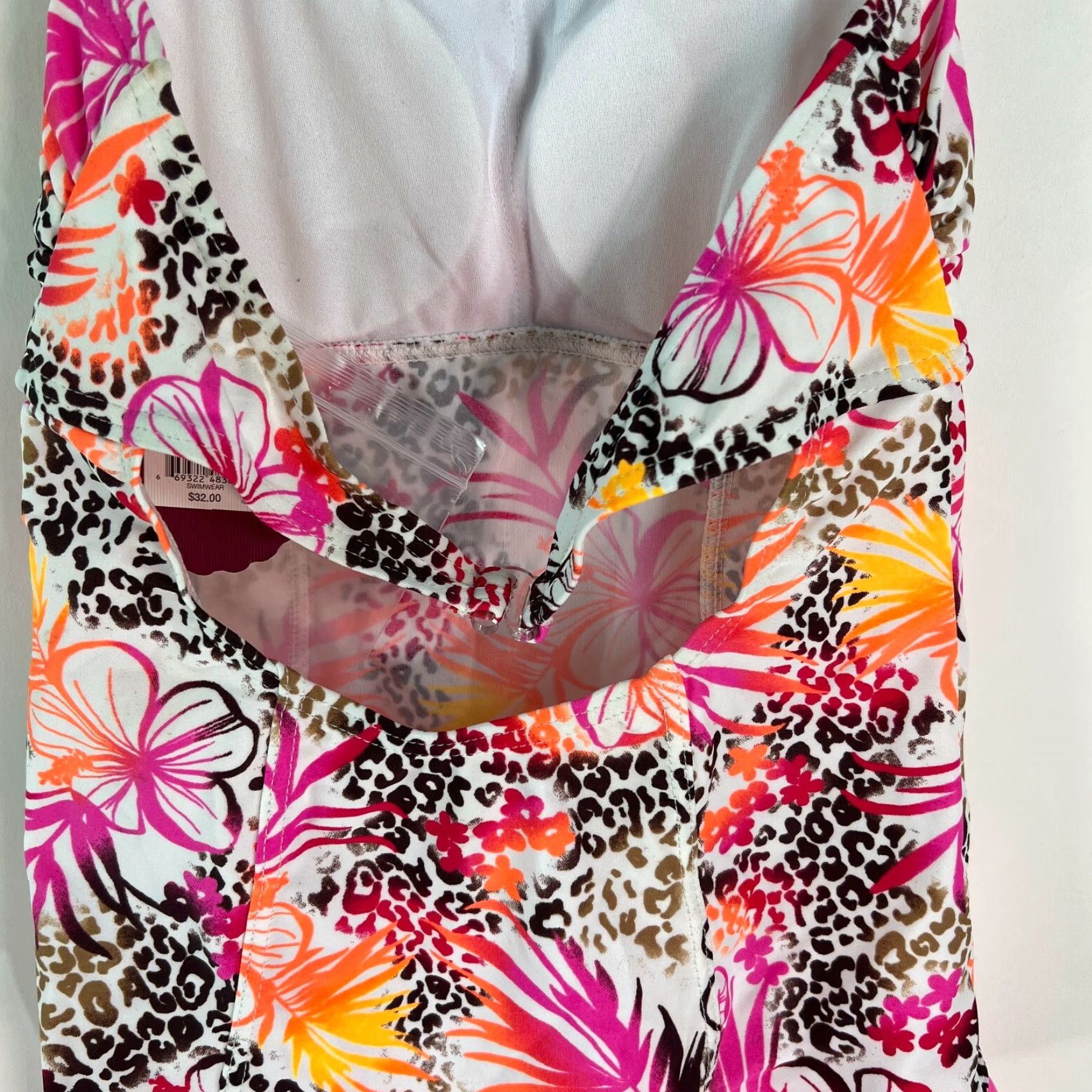 Vintage SO Womens Tankini Top Floral Halter Padded Pink XS - Adjustable Straps, Ruffled - Size XS, Pink, Tankini, Women Size XS / US 0-2 / IT 36-38 - 3 Thumbnail