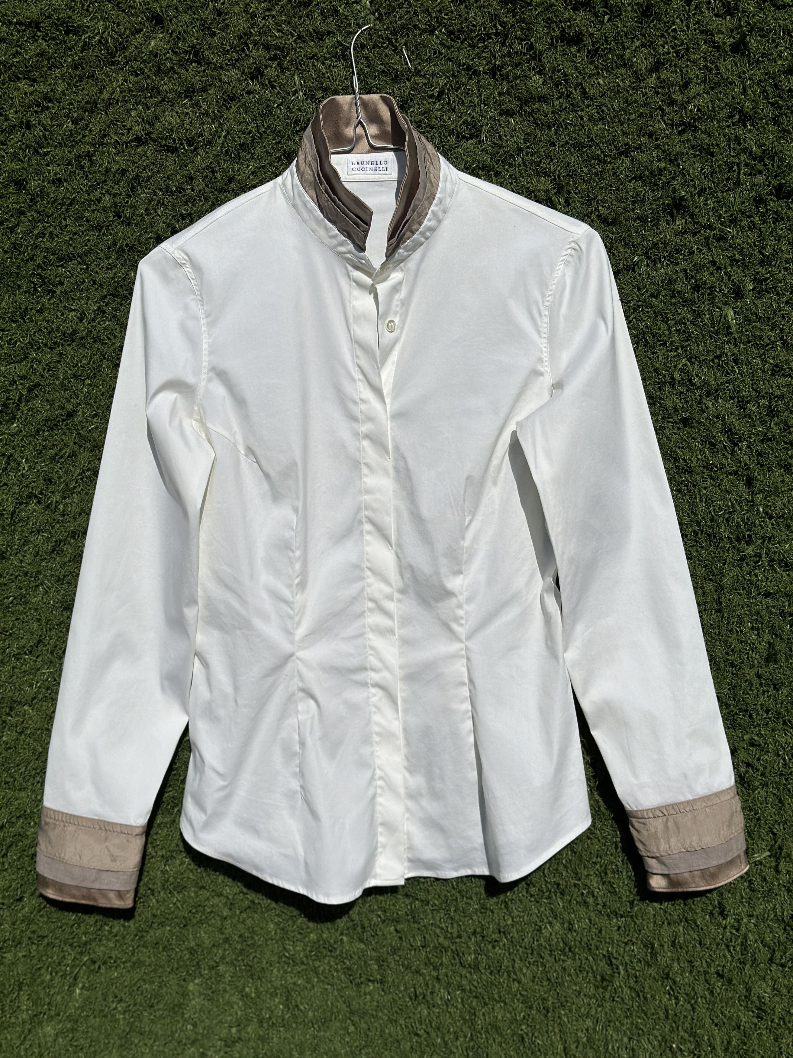 Brunello Cucinelli Brunello Cucinelli Tailored Silk Trim Collar Shirt Xs S Size S / US 4 / IT 40 - 1 Thumbnail