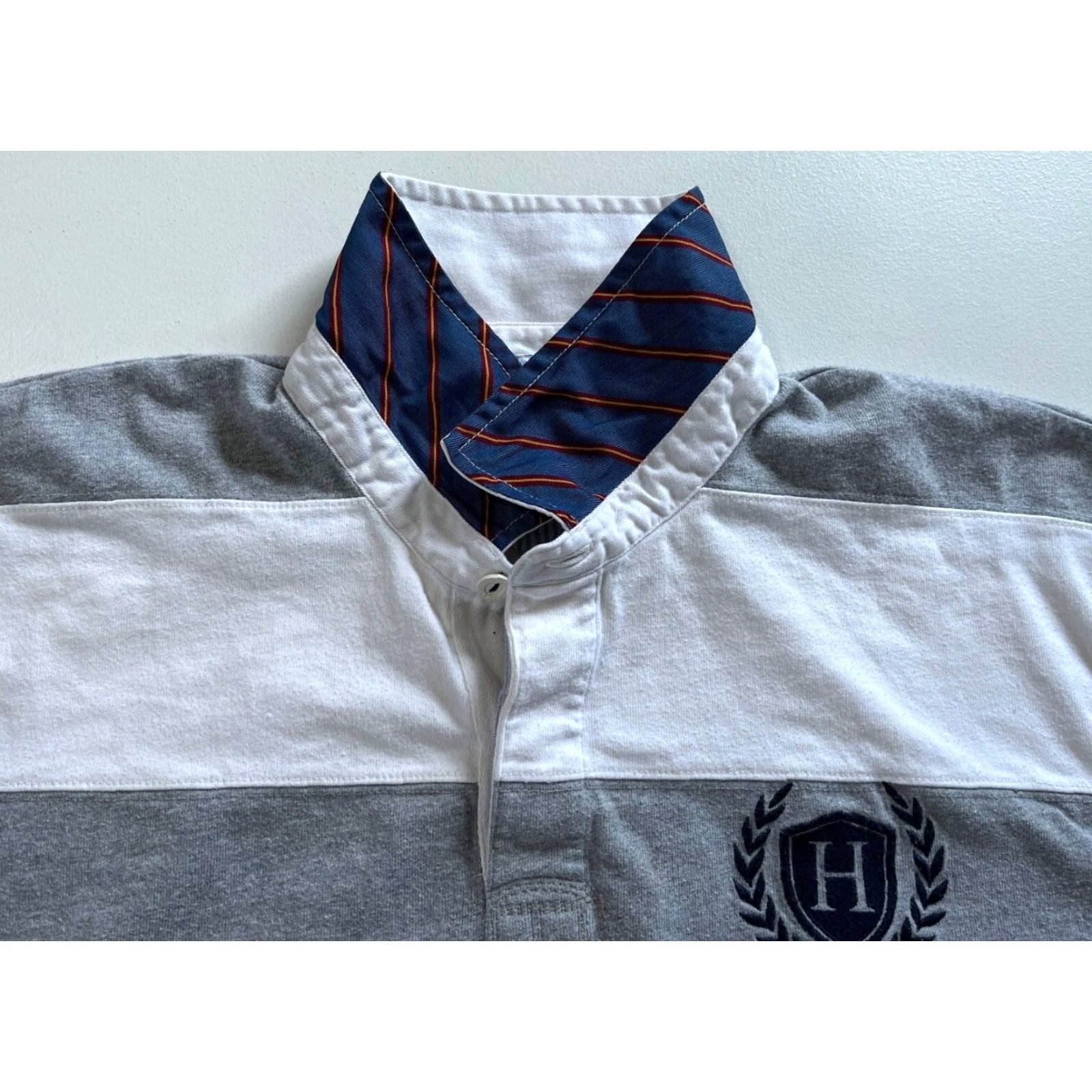 Tommy Hilfiger VINTAGE Tommy Hilfiger Men’s Long Sleeve Rugby Shirt Striped 2XL White Gray Size US XXL / EU 58 / 5 - 6 Thumbnail