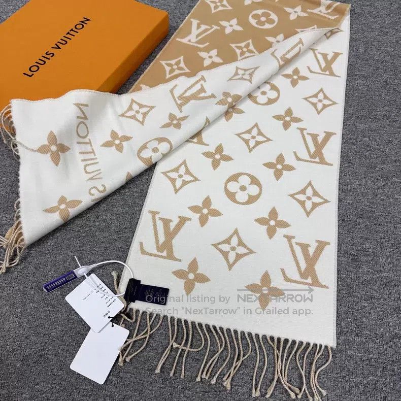 Louis Vuitton Louis Vuitton Camel wool presbyopic fringe scarf Size ONE SIZE - 4 Thumbnail