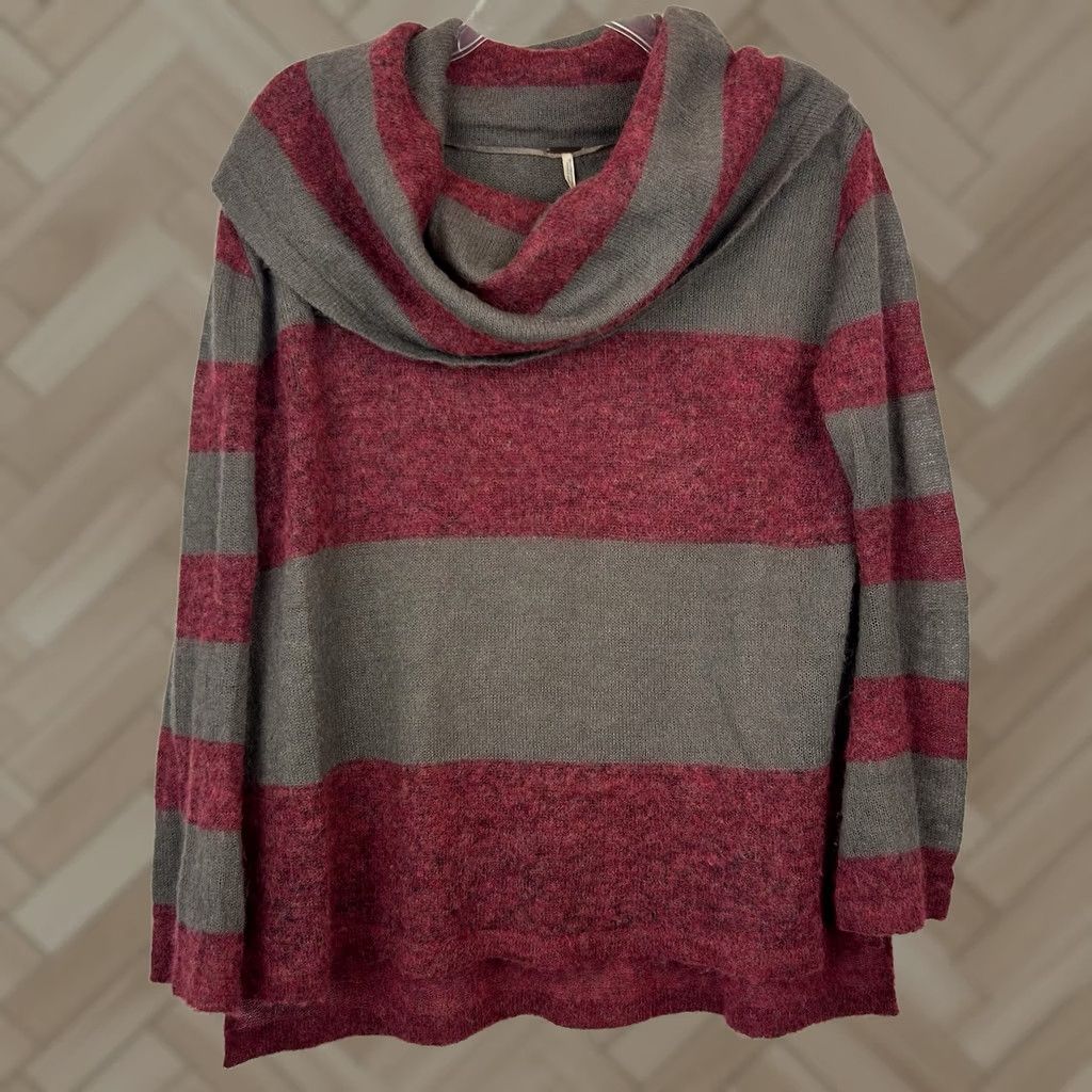 Free People Free People Sweater Womens M Cowl Neck Alpaca Blend Stripes Gray Soft Fall Size M / US 6-8 / IT 42-44 - 1 Thumbnail