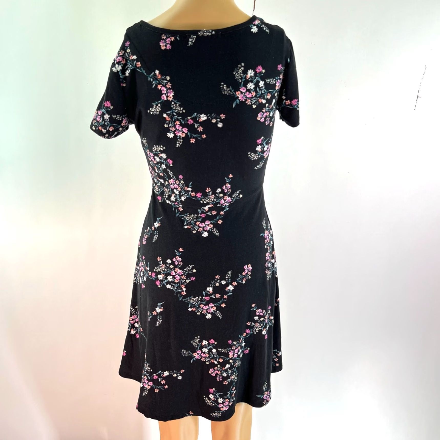 Vintage Pink Rose Casual Black Floral Daytime/Casual Dress Size S Womens Size S / US 4 / IT 40 - 4 Thumbnail