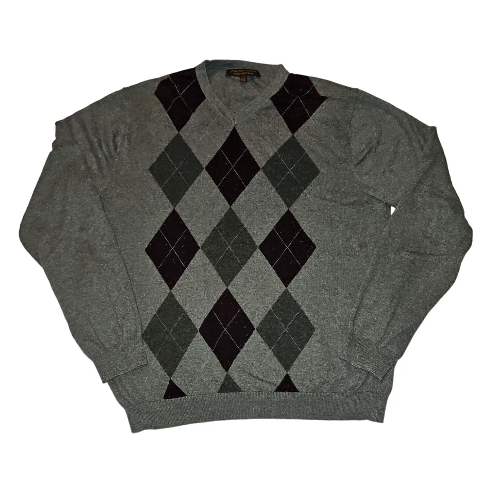 Vintage Sebastian Cooper Sweater Mens Large Gray V-Neck Cotton Cashmere Diamond Print Size US L / EU 52-54 / 3 - 2 Thumbnail