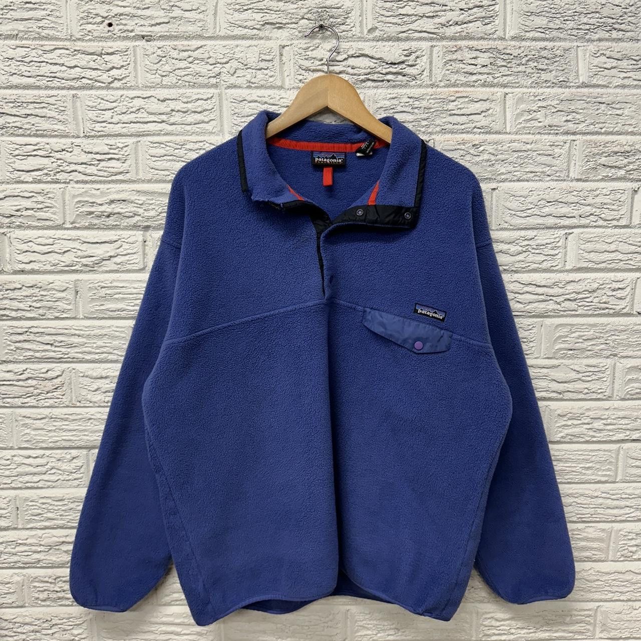 Vintage Patagonia Made in USA Blue Fleece Snap T Large