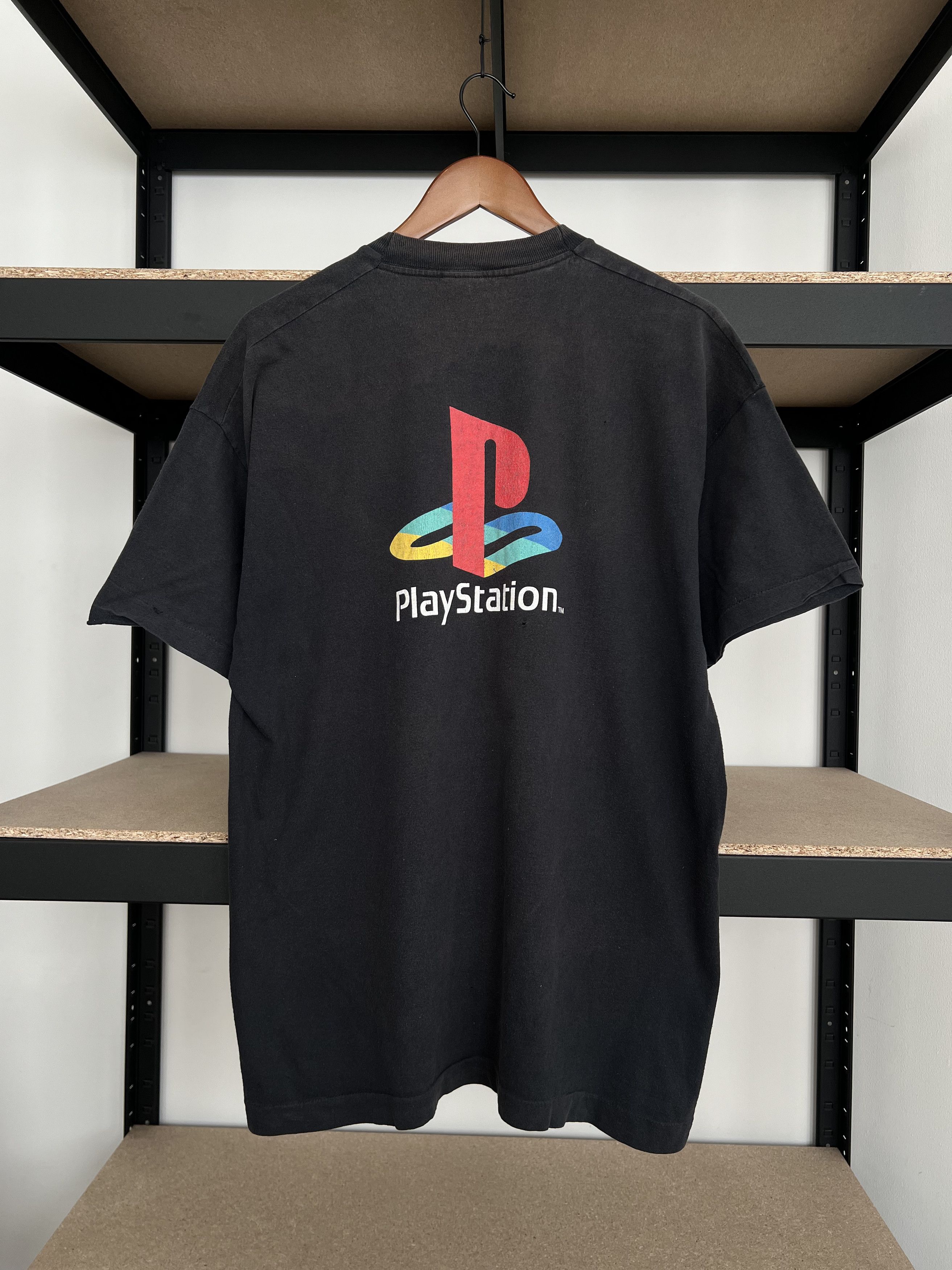 image of Vintage 90's Playstation Sony Promo Faded Black T-Shirt, Men's (Size XL)