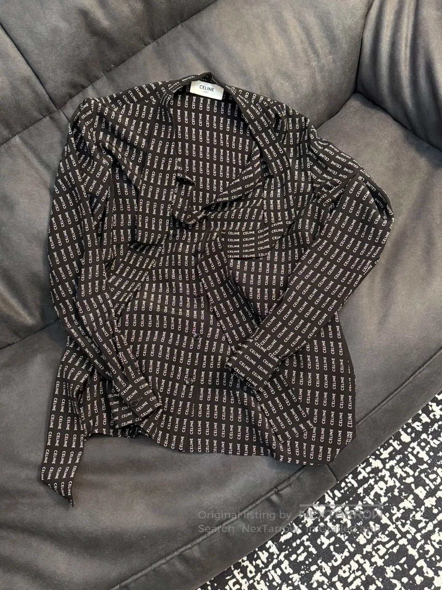 Celine CELINE Logo Print Silk Shirt. Size M / US 6-8 / IT 42-44 - 1 Thumbnail