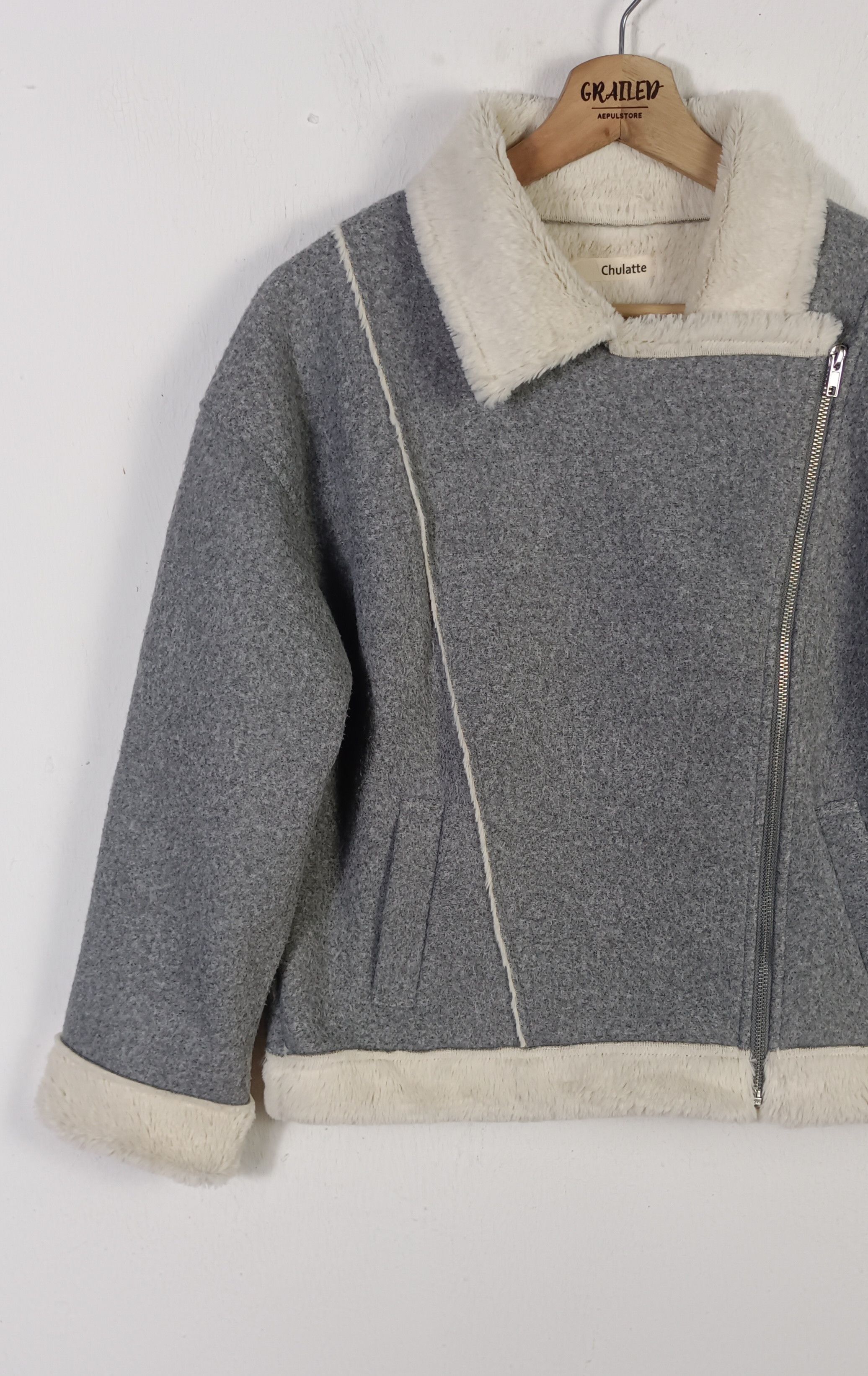 Japanese Brand Vintage🔥 Chulatte Faux Mouton Zip Up Jacket Size M / US 6-8 / IT 42-44 - 4 Thumbnail
