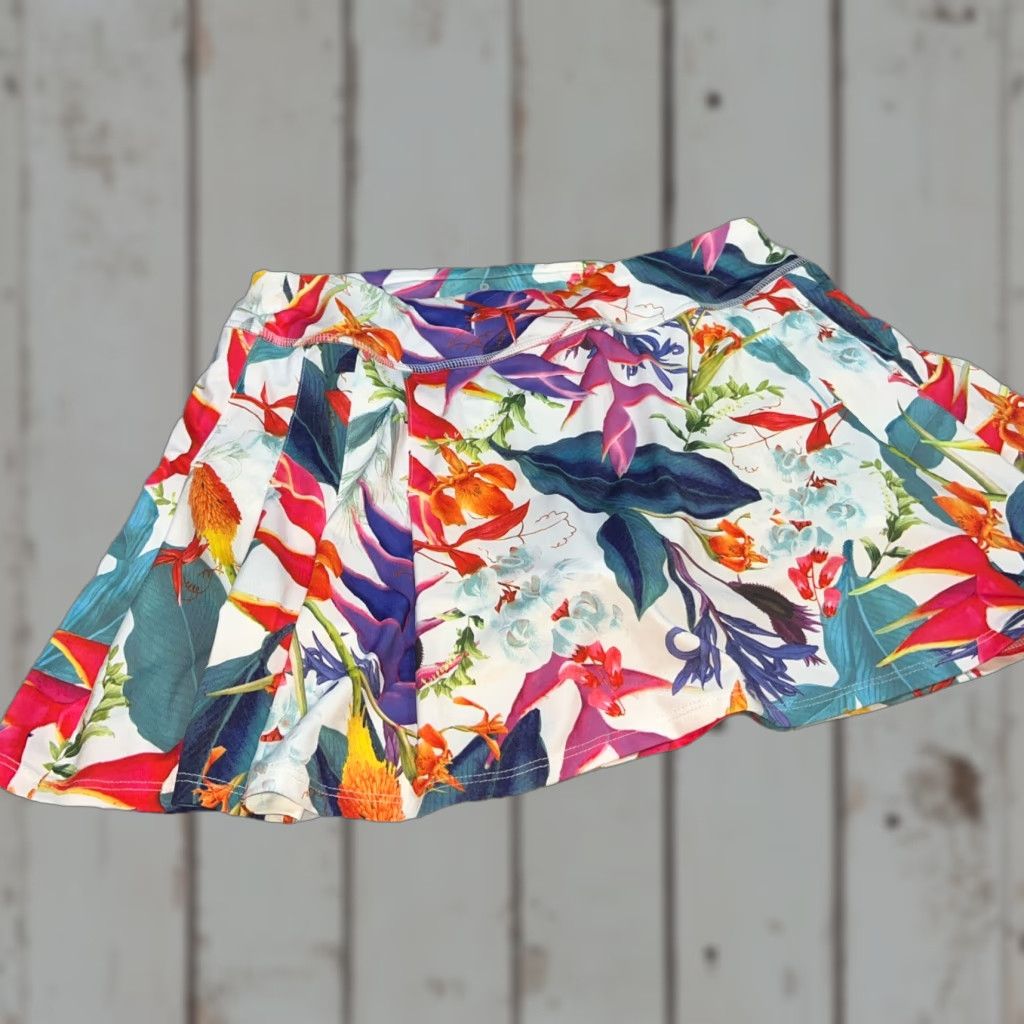 Athleta Skort Women's Medium Pleated Floral Colorful Tropical Speed Skirt Shorts Athletic Running Tennis Golf