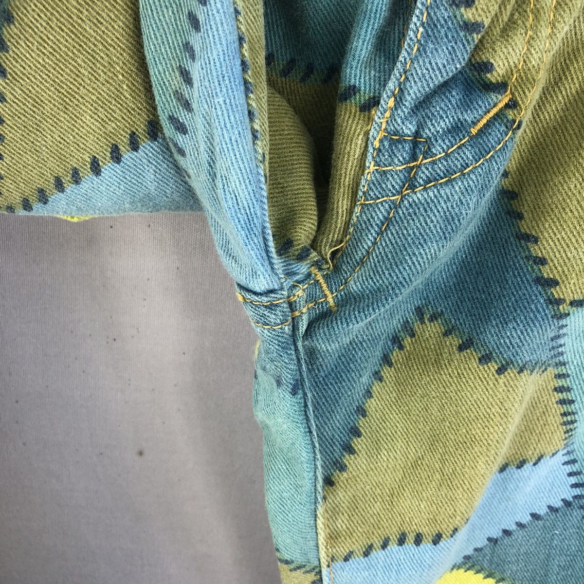 Kapital Vintage 1970s Edwin Patchwork AOP Bell Bottom Pants Size US 28 / EU 44 - 11 Thumbnail