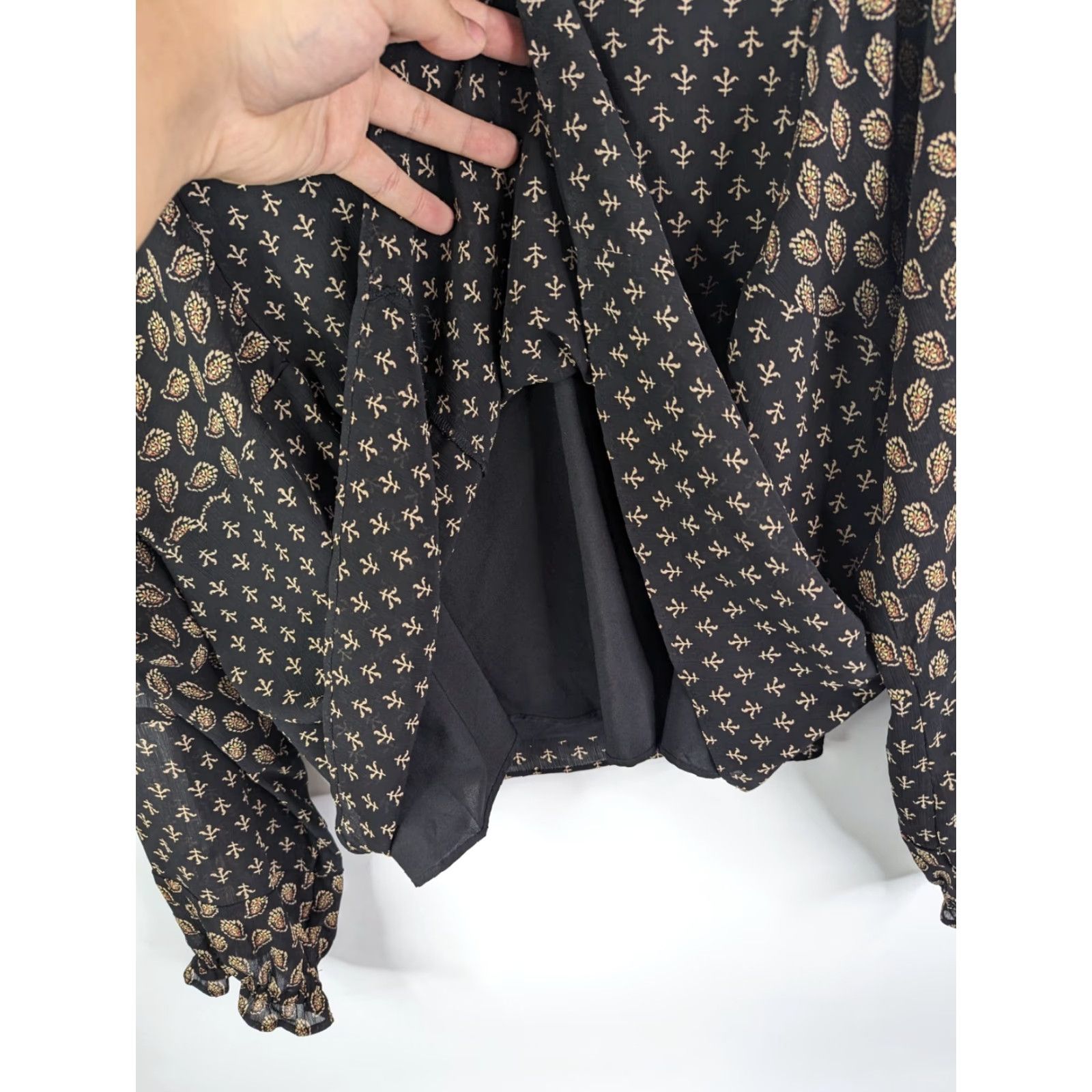Madewell Madewell Blouse Shirt Women 2XL Plus Black Paisley Mix Brushstroke Top 70s Vibe AD686 Womens Size XXL / US 16-18 / IT 52-54 - 4 Thumbnail