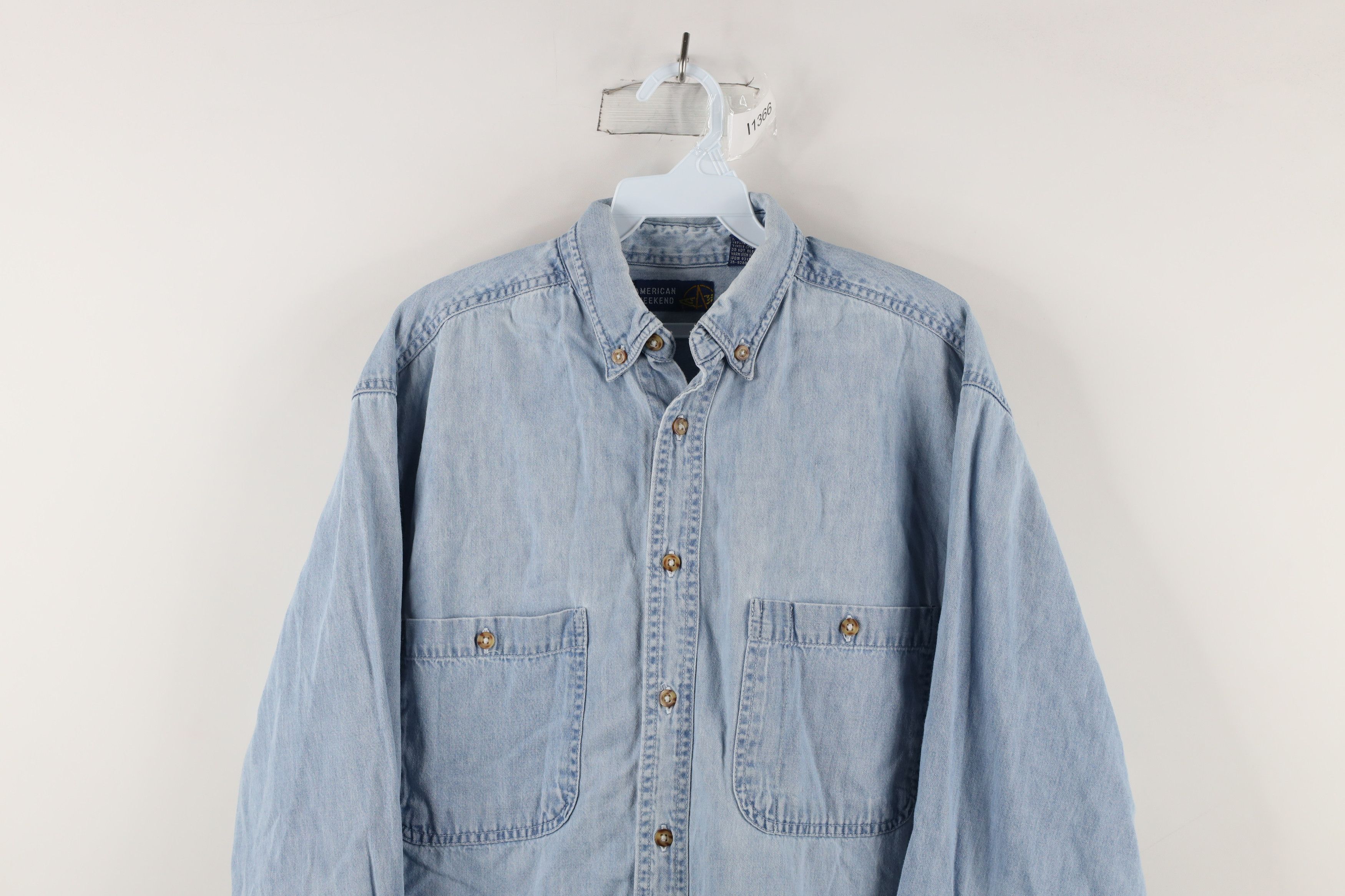 Vintage Vintage 90s Streetwear Collared Denim Jean Button Down Shirt Size US S / EU 44-46 / 1 - 2 Thumbnail