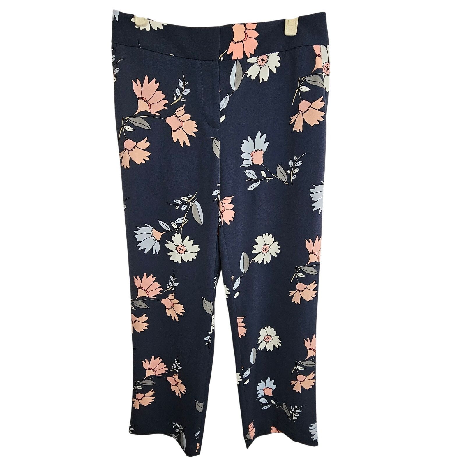 Ann Taylor Ann Taylor LOFT Pants Women 4 Floral Trousers Navy Blue Size 27" / US 4 / IT 40 - 1 Thumbnail