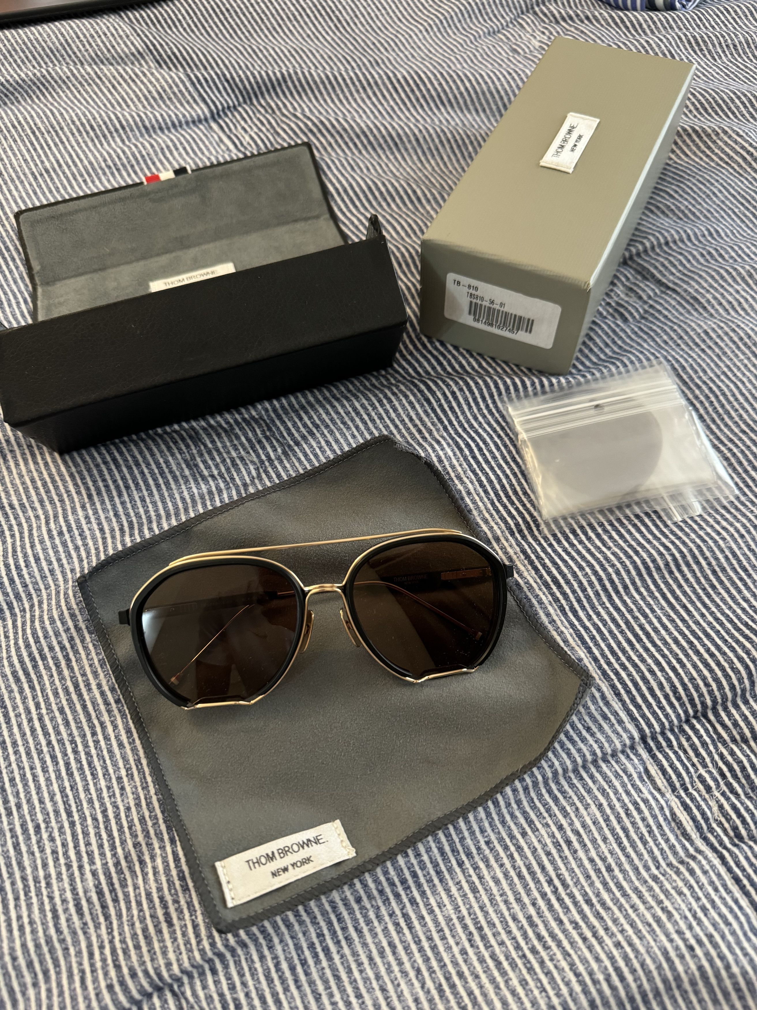 Thom Browne Black/Gold Aviator Sunglasses Size ONE SIZE - 2 Thumbnail