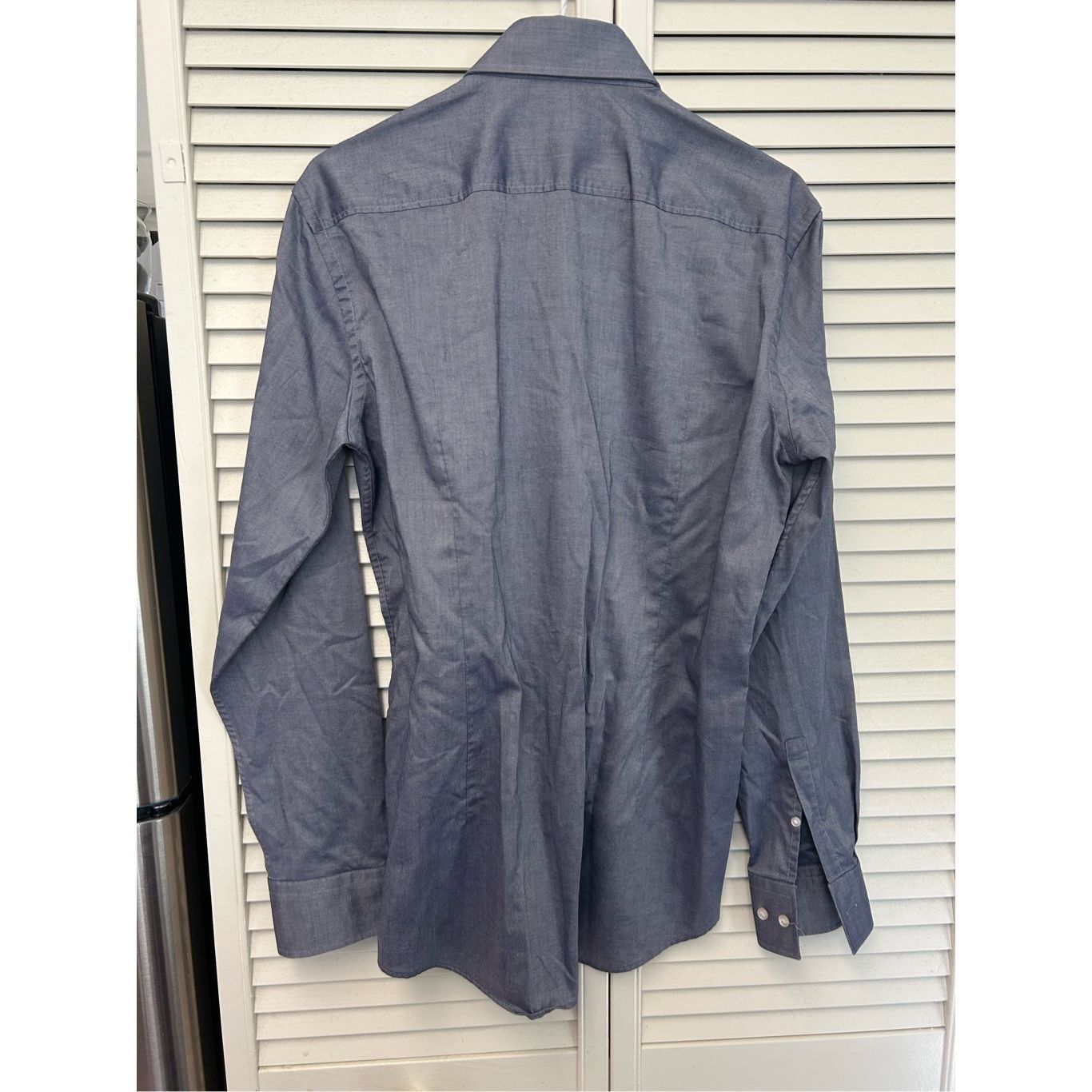 Hugo Boss Hugo BOSS Slim Fit Cotton Slate Blue Button-Up Shirt, Sz 39/ Size US L / EU 52-54 / 3 - 3 Thumbnail