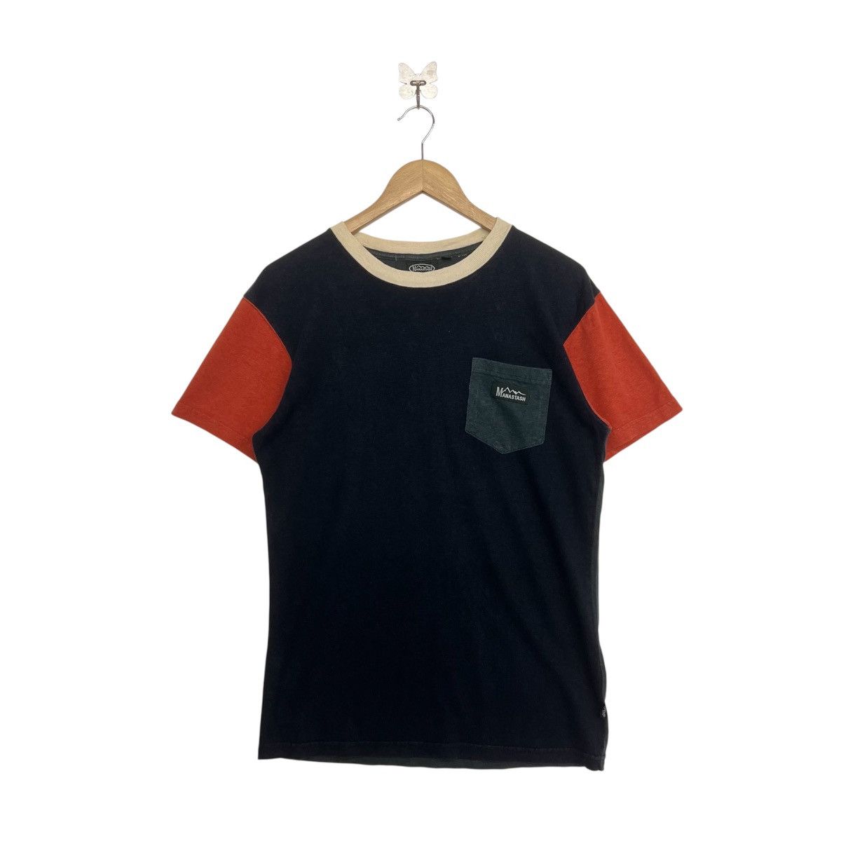 MANASTASH COLOUR BLOCK POCKET HEMP MATERIAL TSHIRT