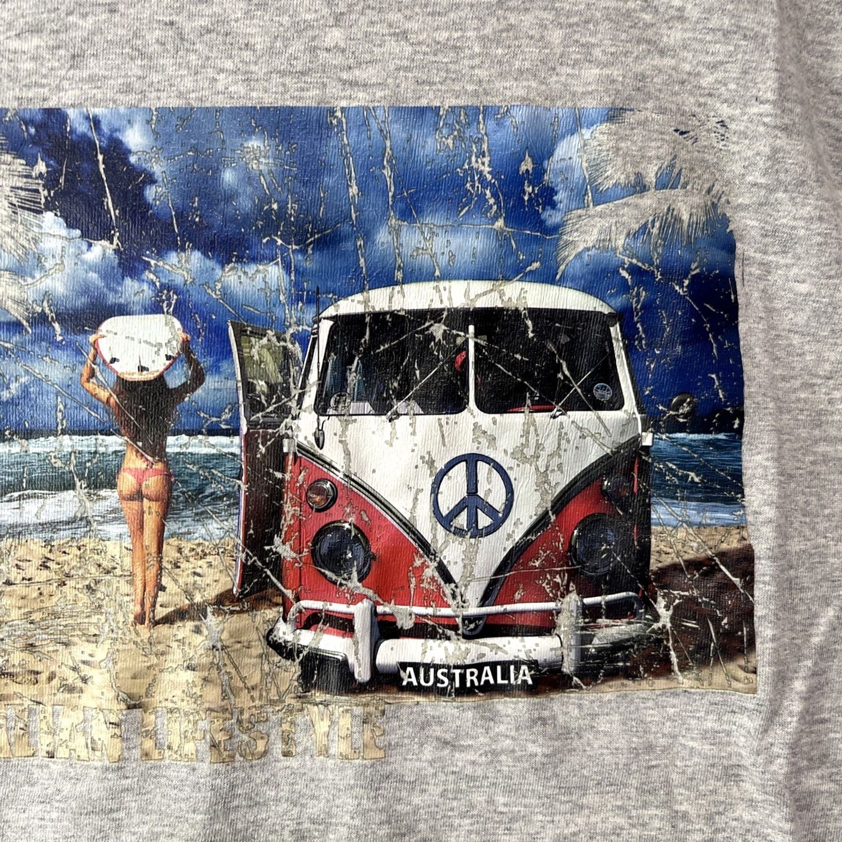 Vintage HOXLEY AUSTRALIA Shirt Mens Large Gray Cotton Knit Crew Neck Graphic Print Beach Outdoor Countries Theme Adult Size US L / EU 52-54 / 3 - 7 Thumbnail