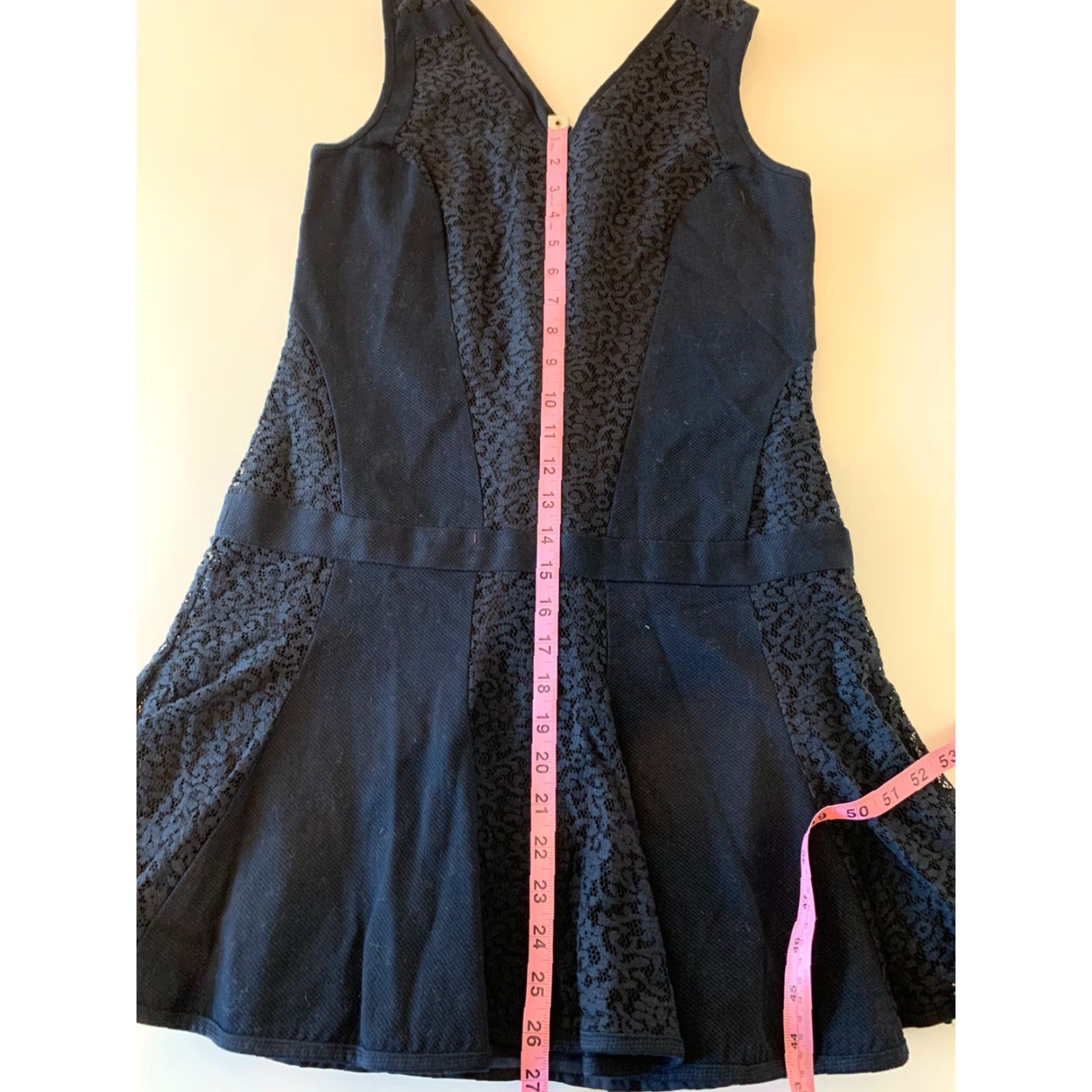 Ann Taylor VINTAGE Ann Taylor Loft Sleeveless Lace Accent Dress Women 4P Navy Blue Party/Cocktail Knee Length Size S / US 4 / IT 40 - 4 Thumbnail