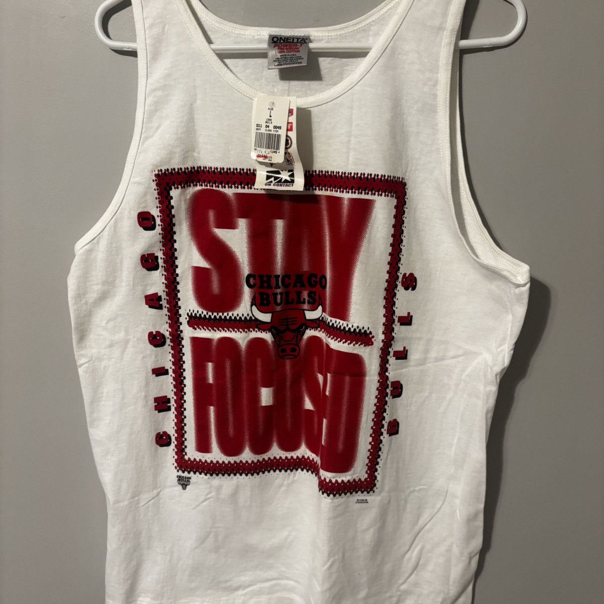 Vintage NWT Chicago Bulls Stay Focused Graphic Tank Top Shirt Size US L / EU 52-54 / 3 - 1 Thumbnail
