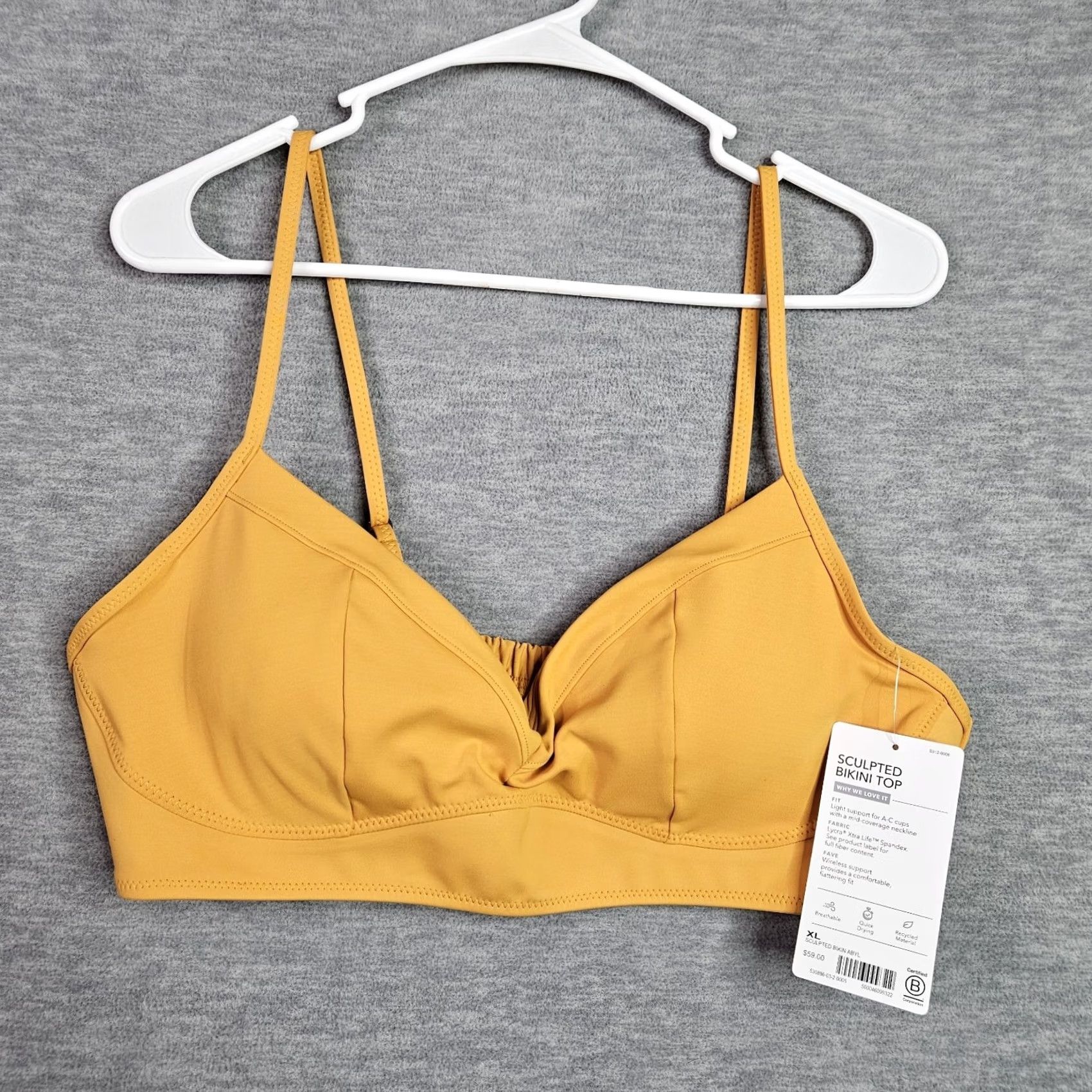 Athleta Athleta Bikini Top Women’s XL NEW Yellow Nylon Polyester Spandex Adjustable Straps Solid Sport Swim Size XL / US 12-14 / IT 48-50 - 2 Thumbnail