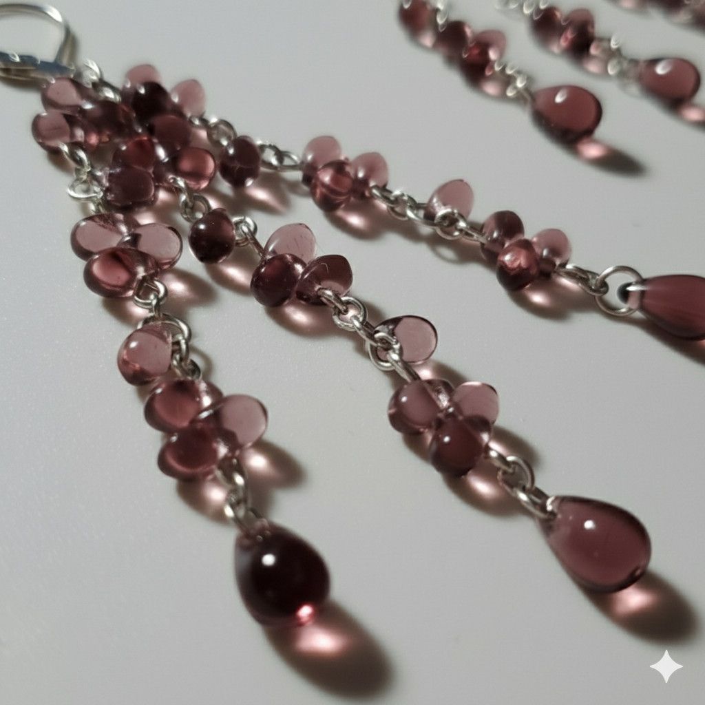 Other Earrings 3" NEW Drop Dangle Purple Teardrop Silver Rhodium Size ONE SIZE - 7 Thumbnail