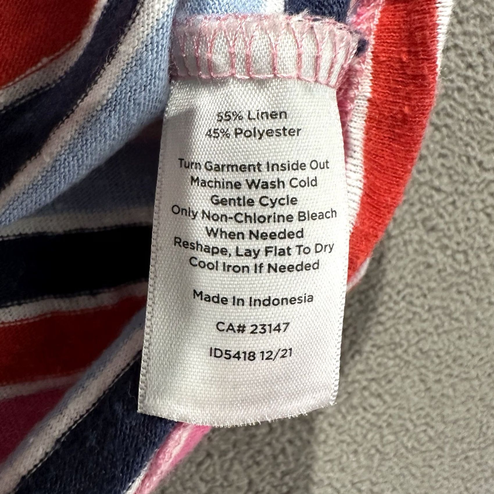 Talbots Talbots Tee Womens 2X Pink Top Plus Drop Shoulder Neck Isla Stripe Linen Blend EUC Size XXL / US 16-18 / IT 52-54 - 7 Thumbnail