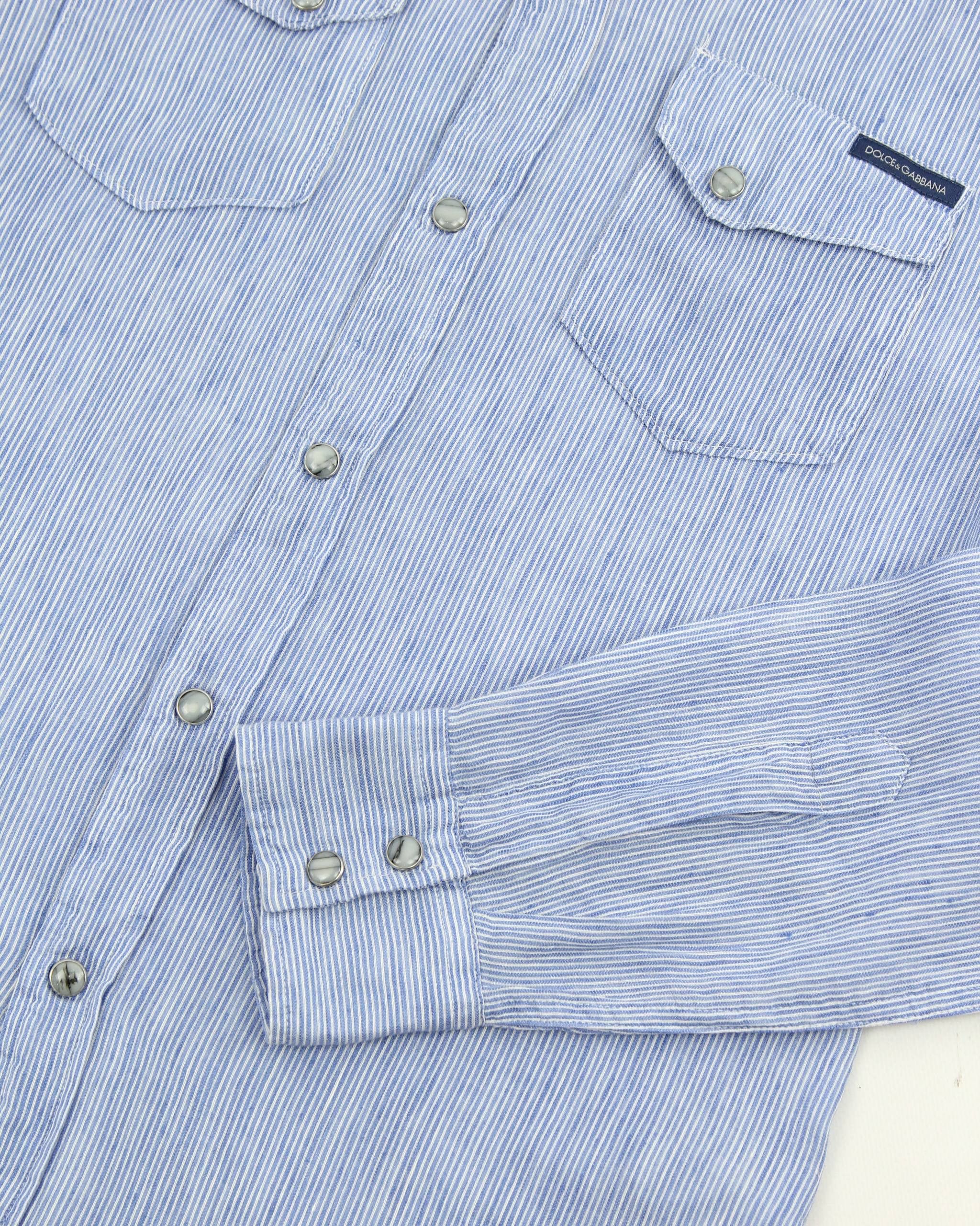 Dolce & Gabbana DOLCE&GABBANA Striped linen and cotton shirt Size US L / EU 52-54 / 3 - 8 Thumbnail