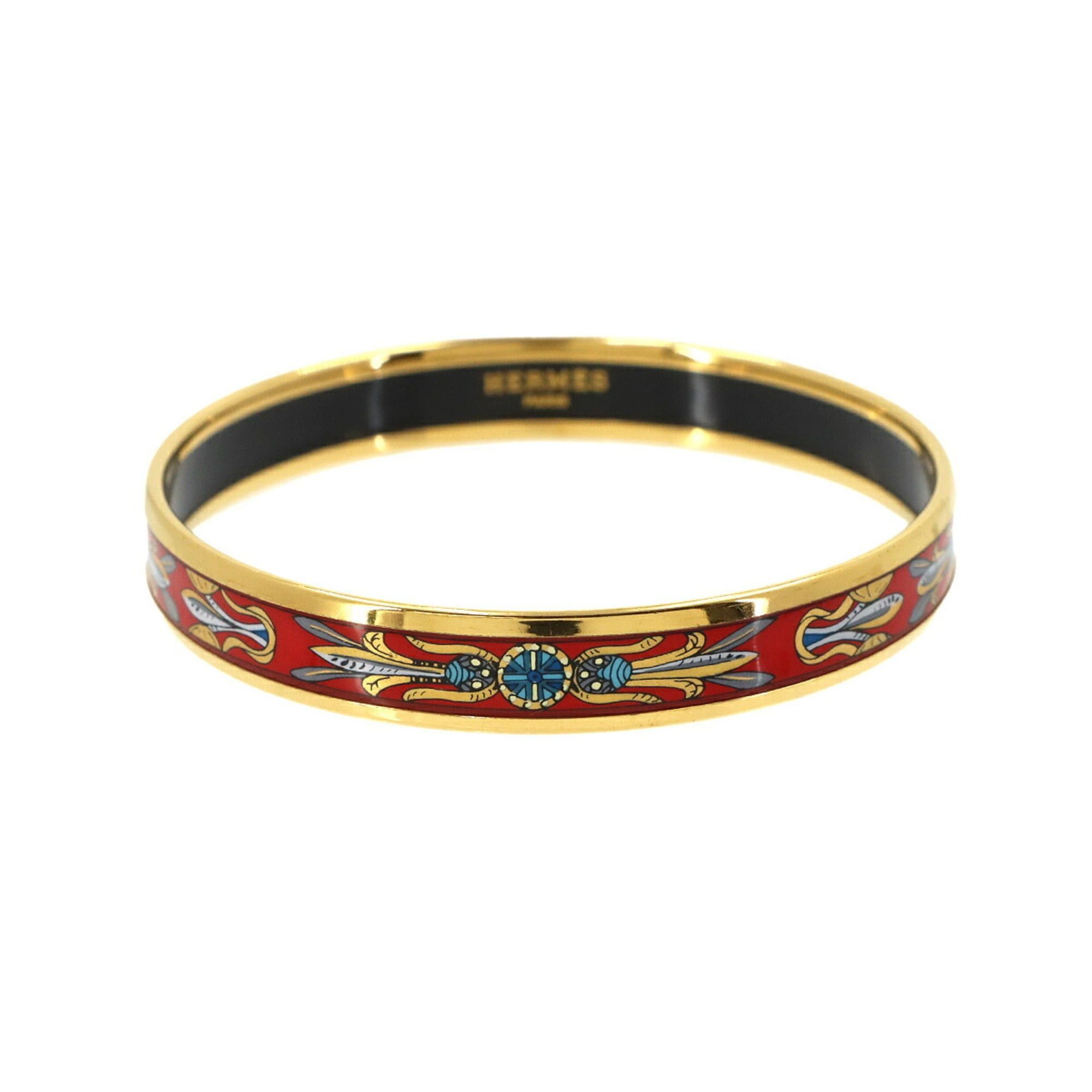 Hermes Hermes Email PM Bangle Bracelet Gold Red Size ONE SIZE - 1 Thumbnail