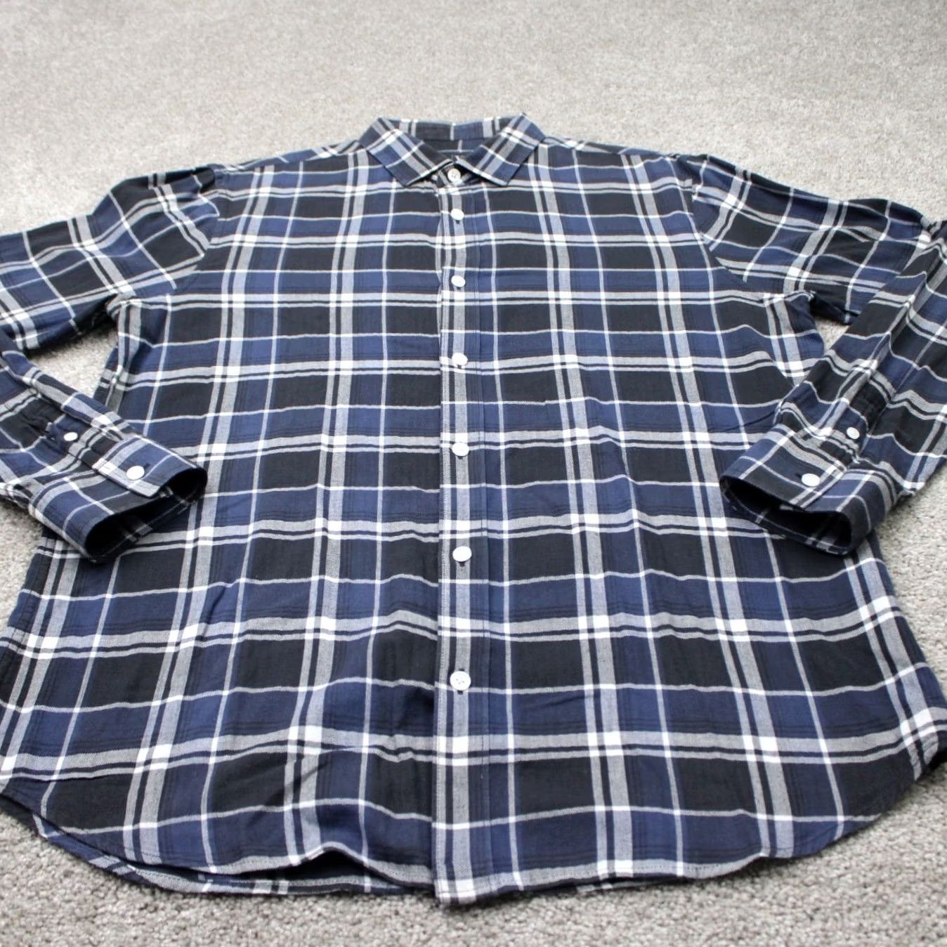 Armani Exchange A/X Armani Exchange Shirt Mens Large Blue/Gray Plaid Regular Fit Cotton L/S Size US L / EU 52-54 / 3 - 3 Thumbnail