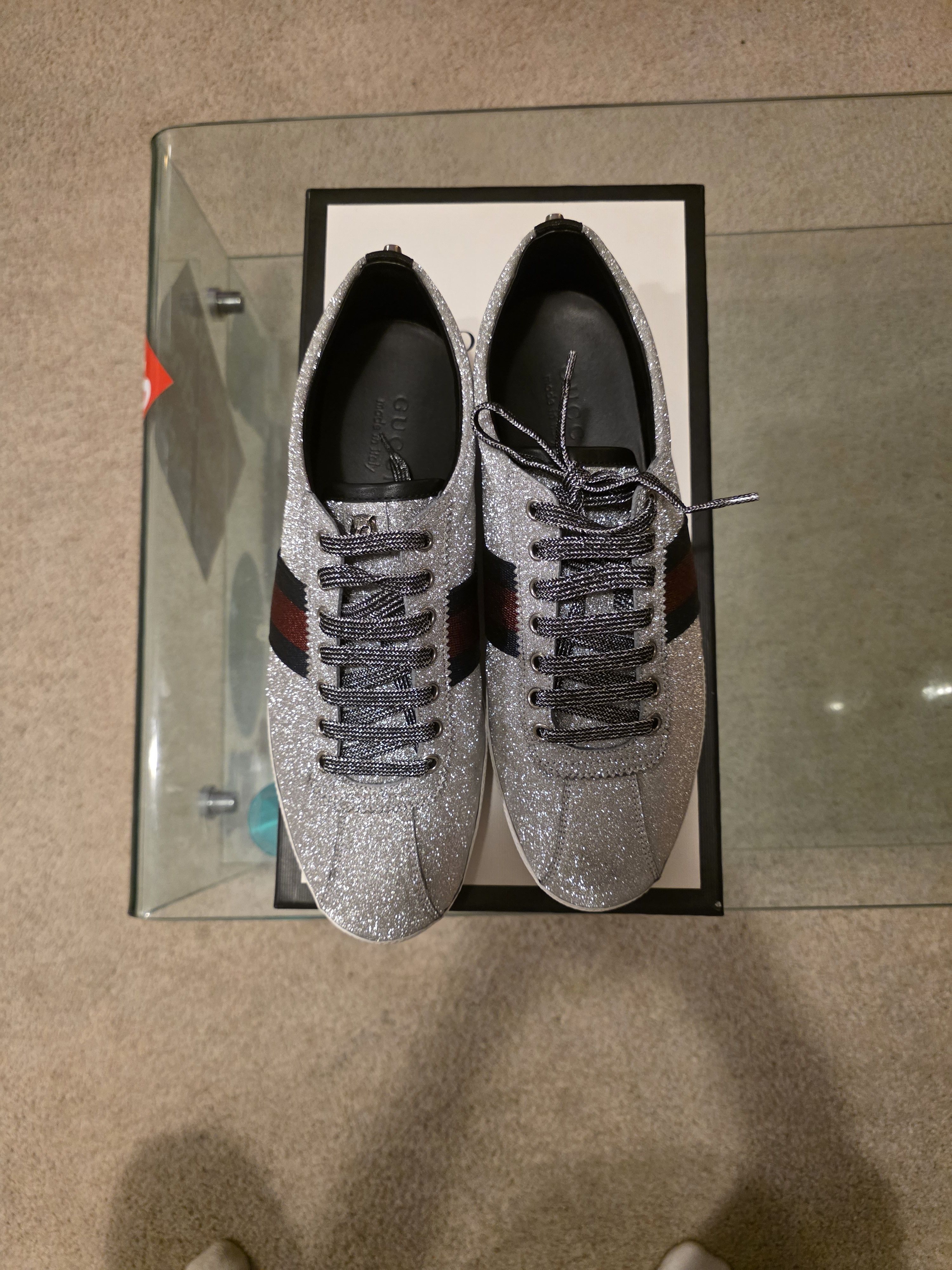 Gucci GUCCI BAMBI WEB SILVER SNEAKERS MENS SIZE Size US 9.5 / EU 42-43 - 6 Thumbnail