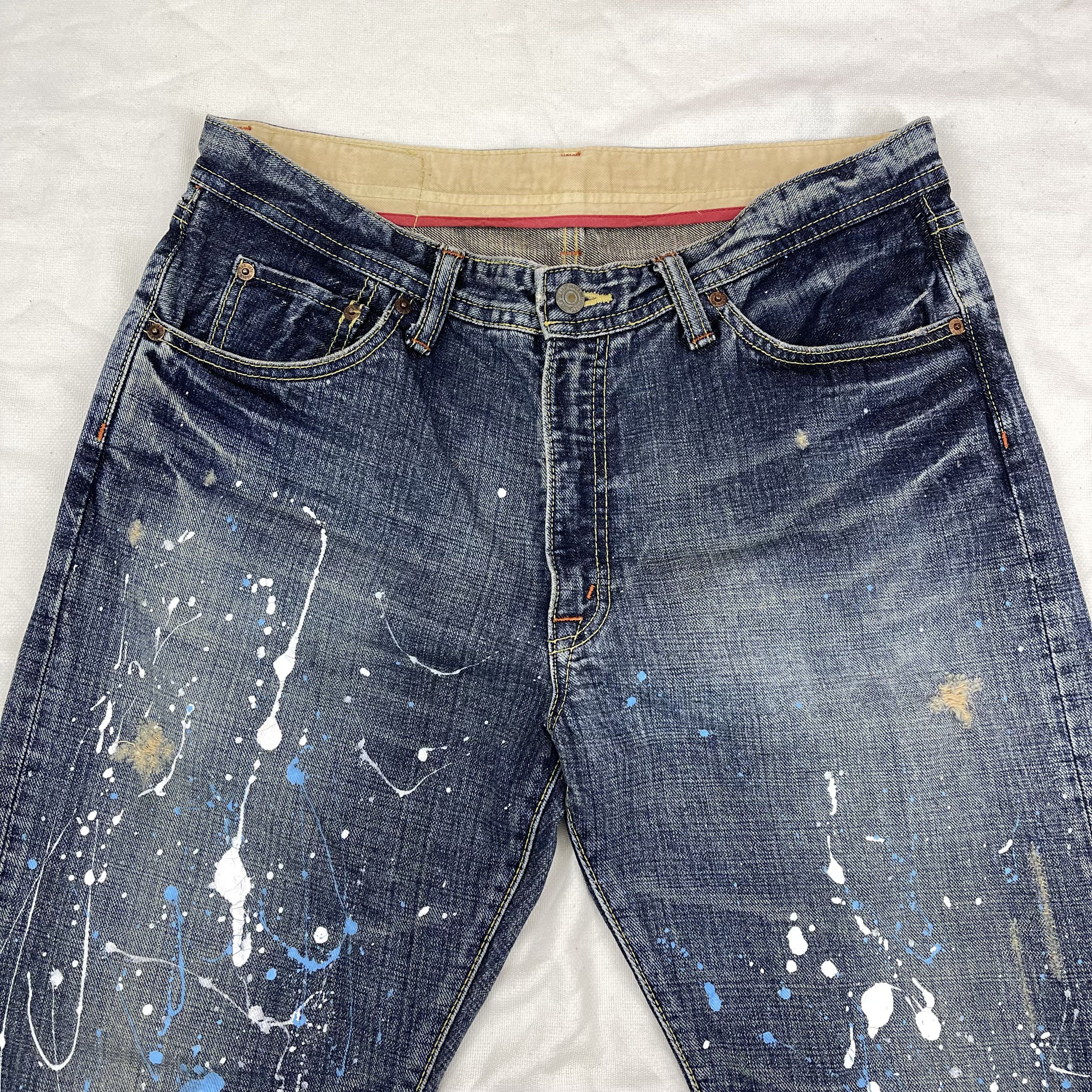 Japanese Brand GL HEART Paint Art Design Denim Jeans #1223/AQ Size US 33 - 2 Thumbnail