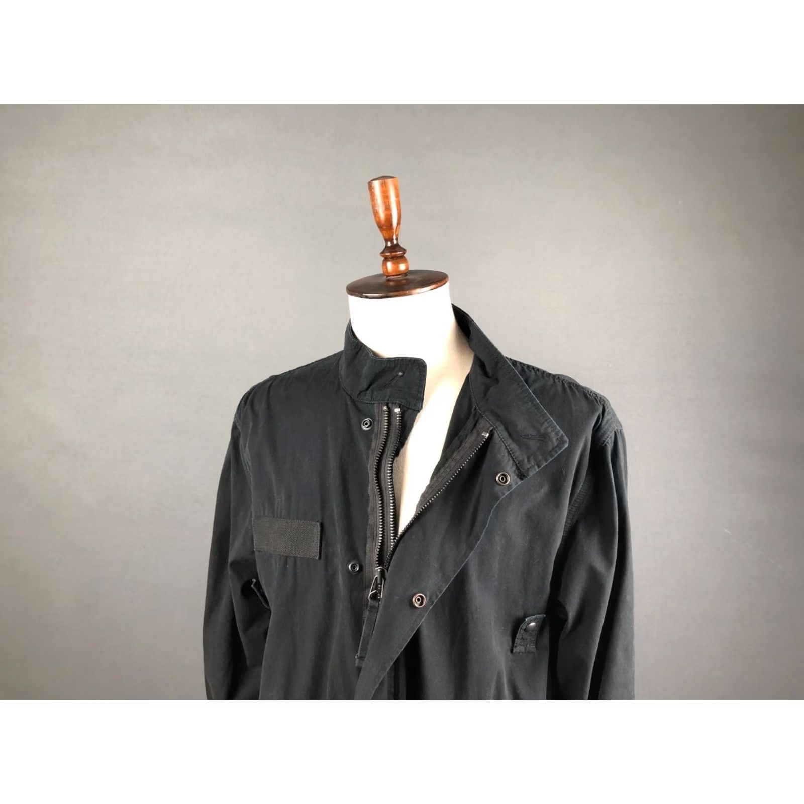 Allsaints AllSaints Coat Trench Black Cotton Men M Casual Long Coat with Side Pockets Adjustable Cuffs Waist Drawstring - Mens Size US M / EU 48-50 / 2 - 6 Thumbnail