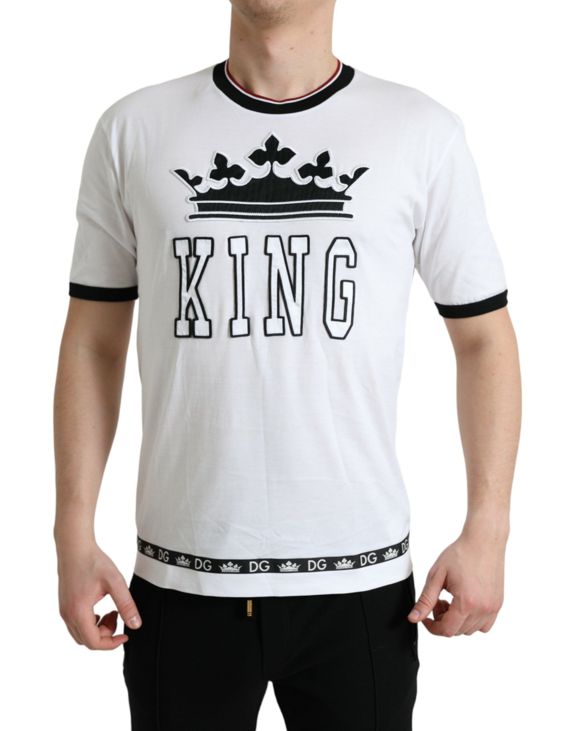 Dolce Gabbana Dolce Gabbana White Crown King Cotton Crew Neck