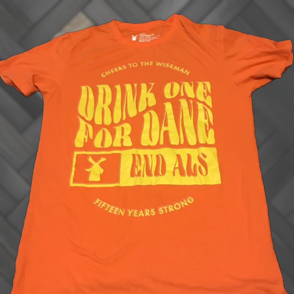 Vintage Dutch Bros Coffee End ALS T-Shirt Size M Orange Yellow Crew Neck Short Sleeve Unisex Adults Plain Cotton Logo Coffee 90s? Size US M / EU 48-50 / 2 - 1 Thumbnail