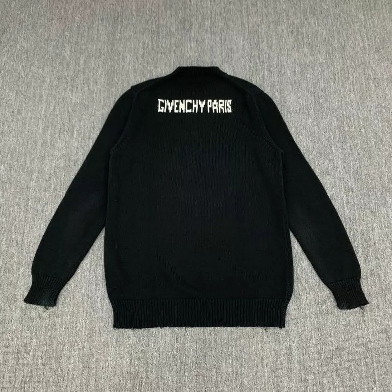 Givenchy Givenchy Black destroyed big Logo knit sweater / size XL Size US XL / EU 56 / 4 - 2 Thumbnail