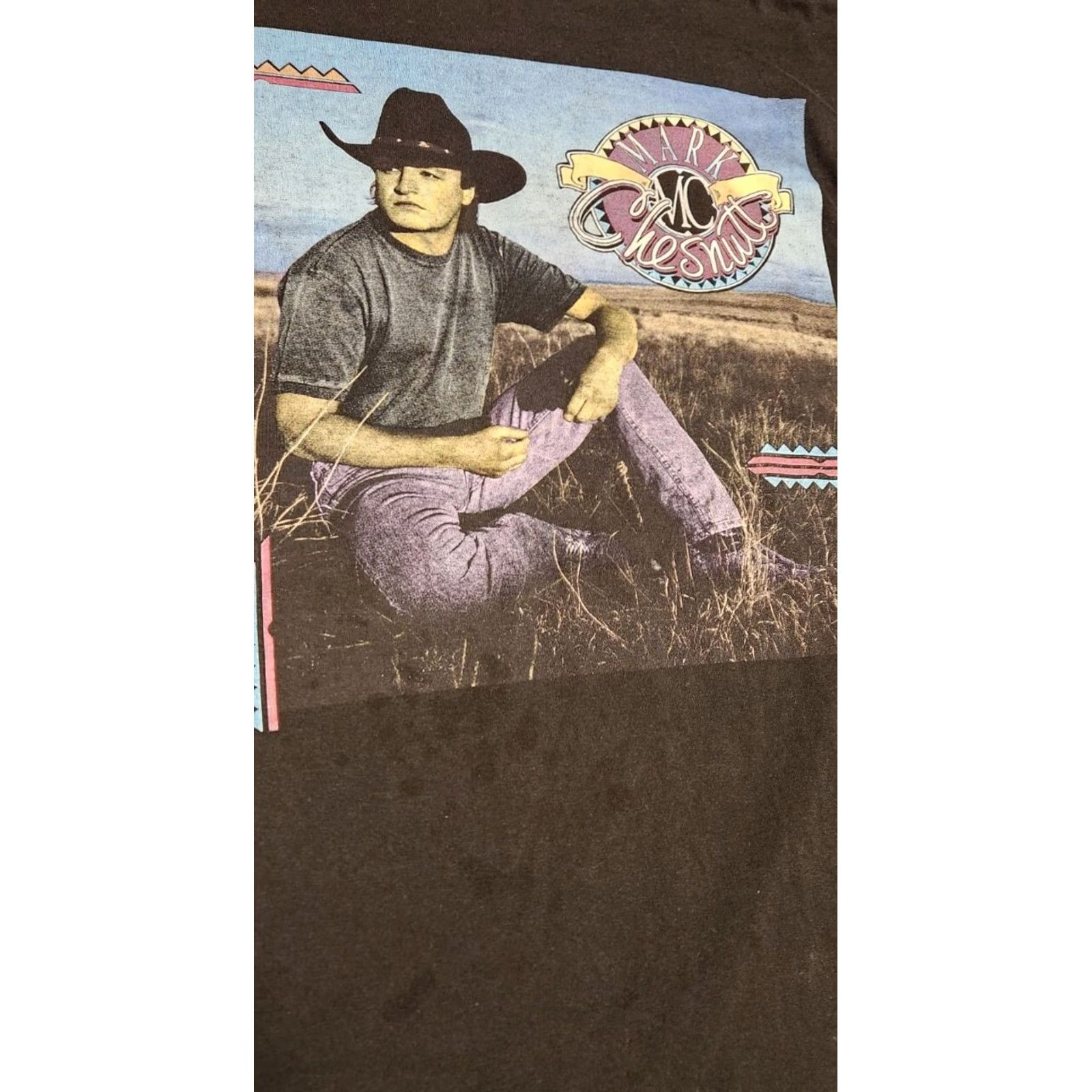 Jerzees VINTAGE 1993 MARK CHESTNUTT T SHIRT Men's XL Jerzees Graphic Tee Black Country 1990s Men's XL Size US XL / EU 56 / 4 - 6 Thumbnail