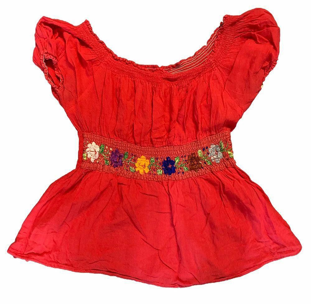 Designer Used Red Hand Made Bluse S/M Size M / US 6-8 / IT 42-44 - 4 Thumbnail