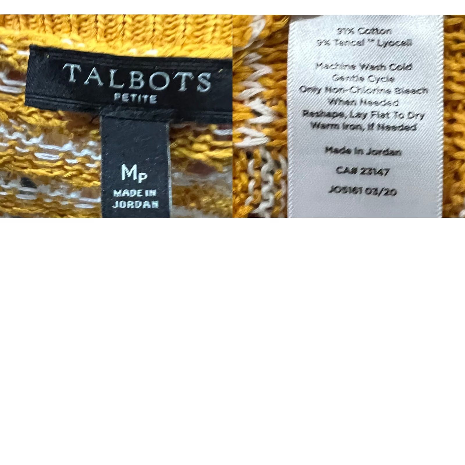 Talbots Talbots Sweater Striped Pullover Yellow White Petite M Womens Pullover Knit Cotton Lyocell 28.5" Length 18" Chest 16" Sleeve 16" Nicely Sheer? N/A Size M / US 6-8 / IT 42-44 - 8 Thumbnail