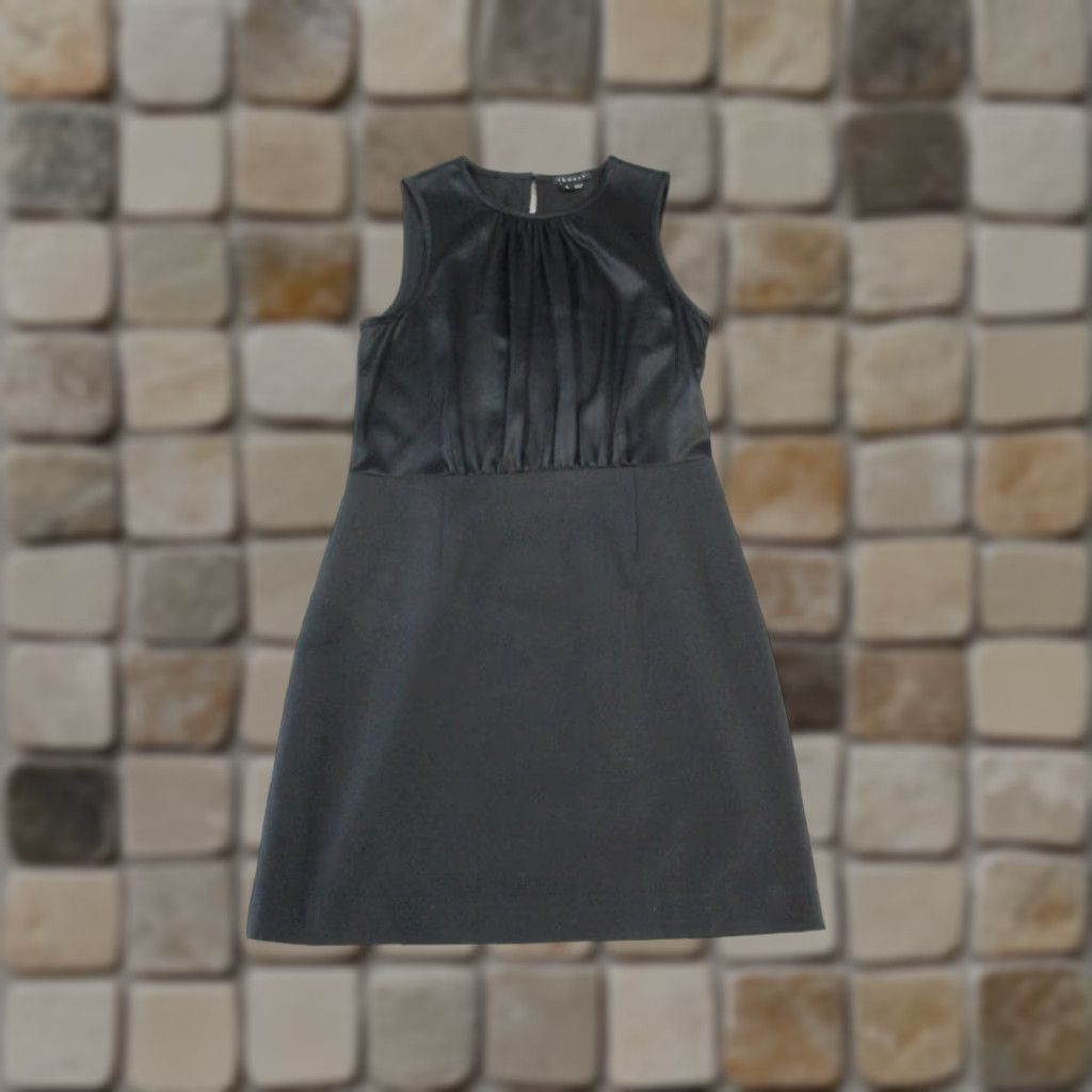 Theory VINTAGE Theory Dress Womens 4 Black Satin Blouson Wool Size S / US 4 / IT 40 - 1 Thumbnail