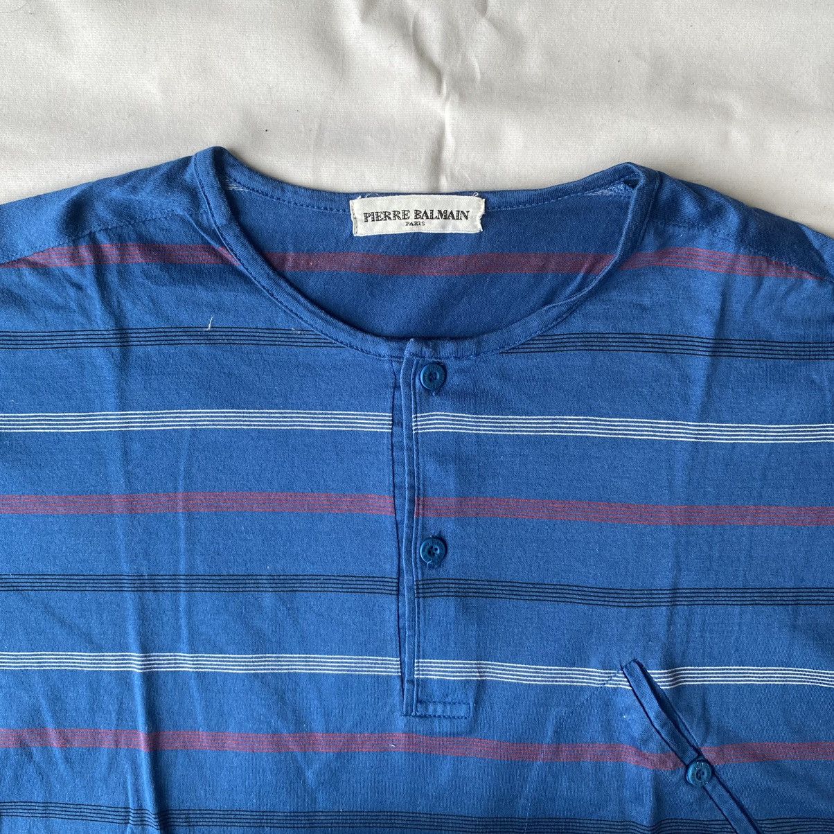 Japanese Brand × Pierre Balmain × Vintage Japan Market Pierre Balmain Paris Striped Henley Tees Size US M / EU 48-50 / 2 - 5 Thumbnail
