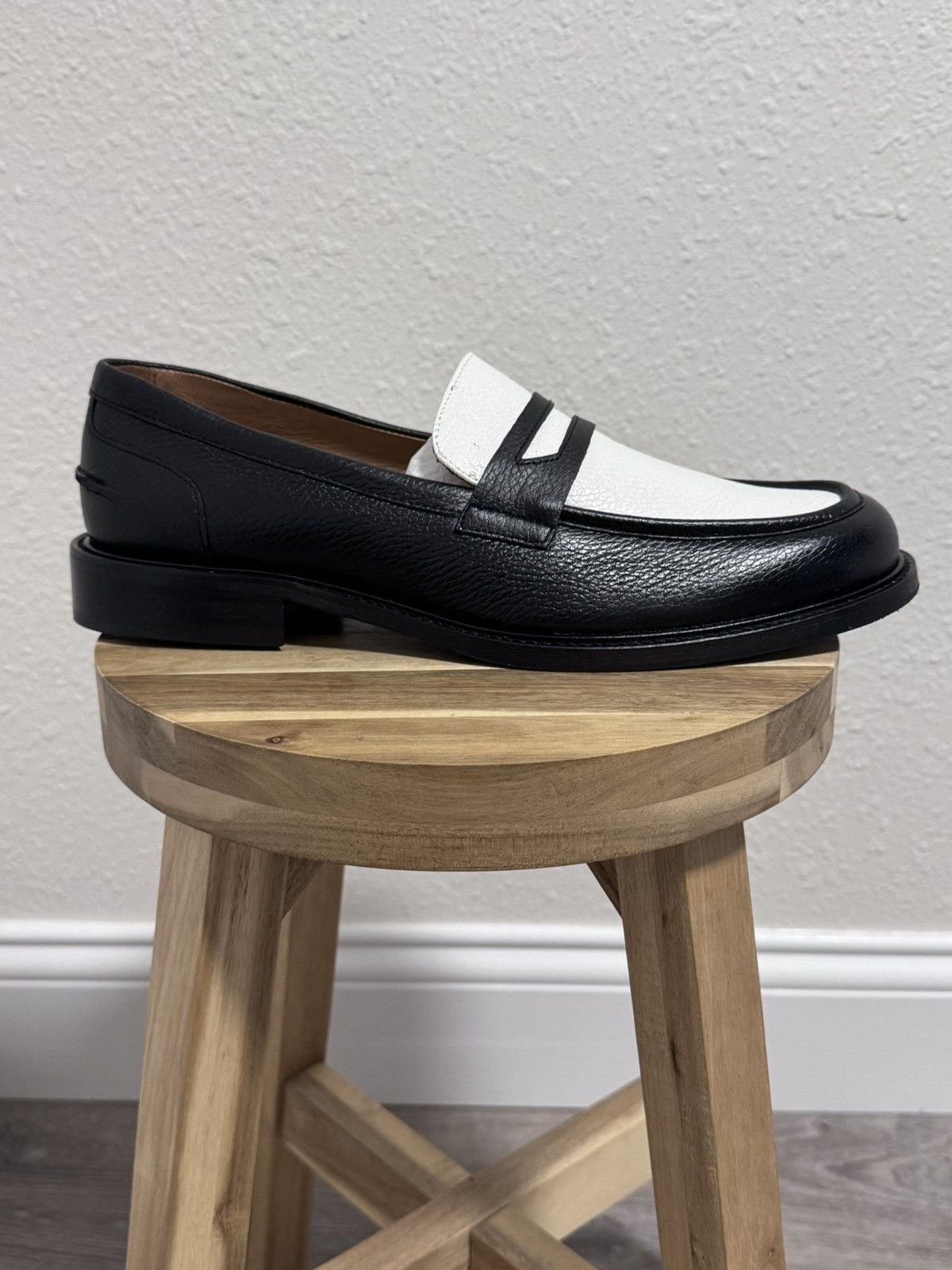 J.Lindeberg J.Lindeberg Dean Black White Leather Penny Loafers Size US 12 / EU 45 - 1 Thumbnail